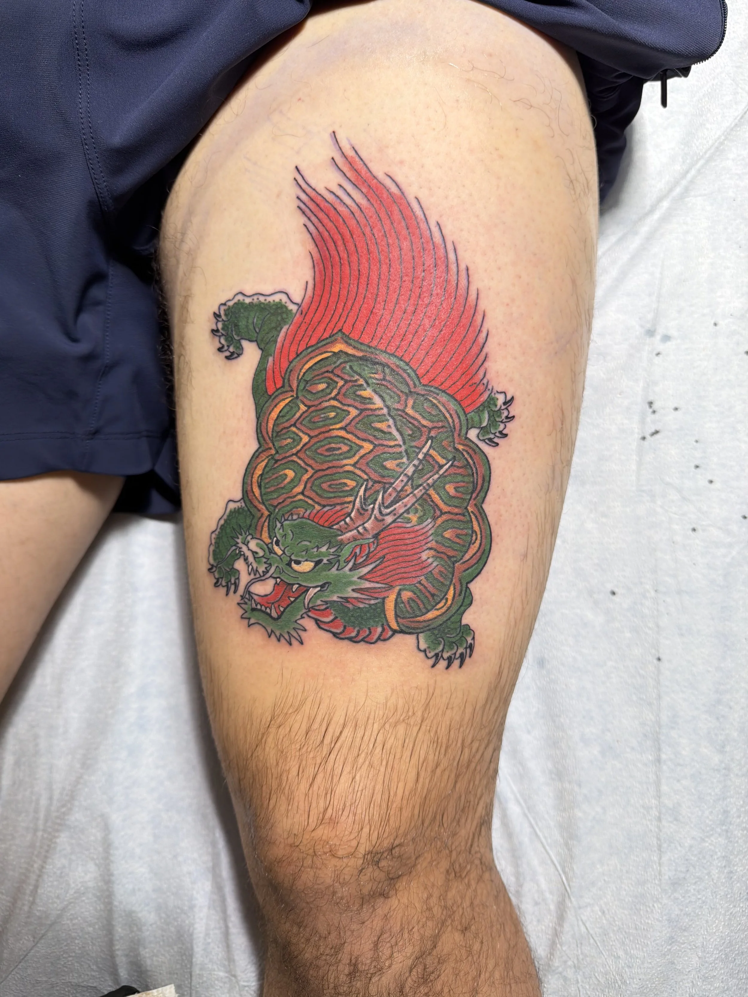 Japanese irezumi dragon turtle tattoo by Dominic Vasquez at Superfly Tattoo in San Diego, California