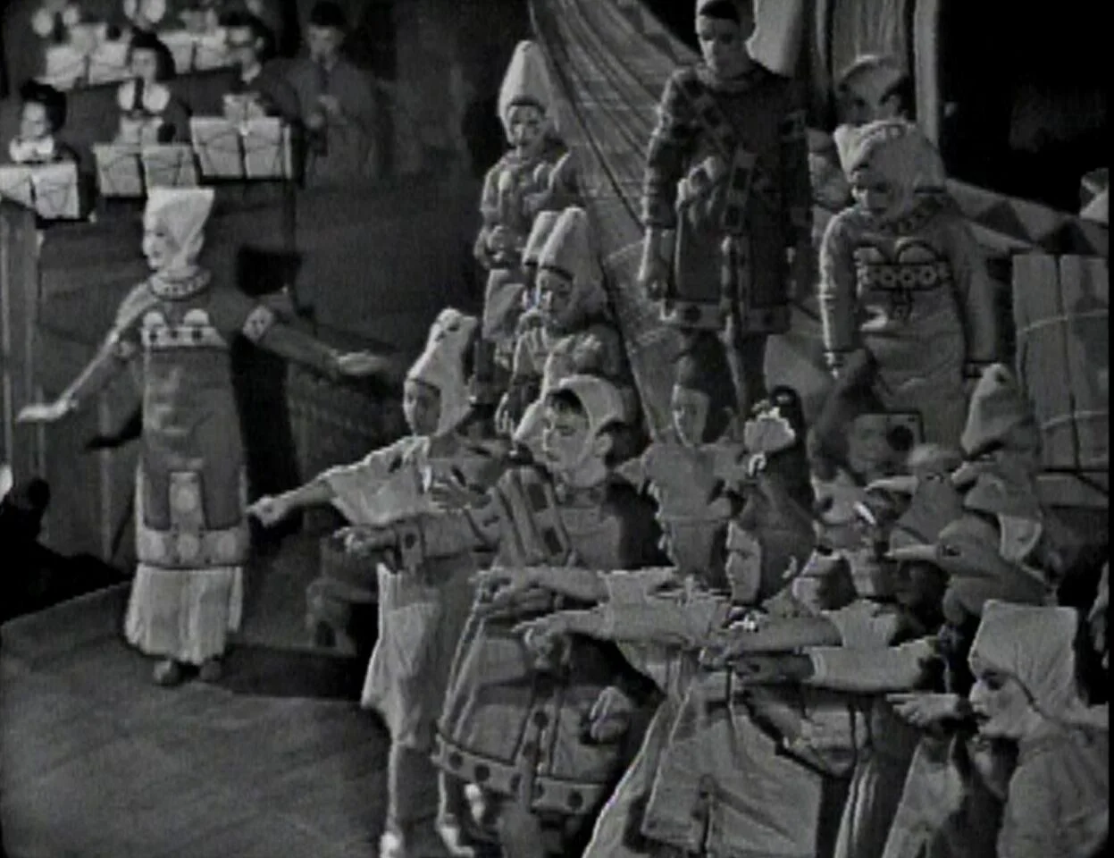 The birds enter the ark. From CBS broadcast of Noye's Fludde , 1964.