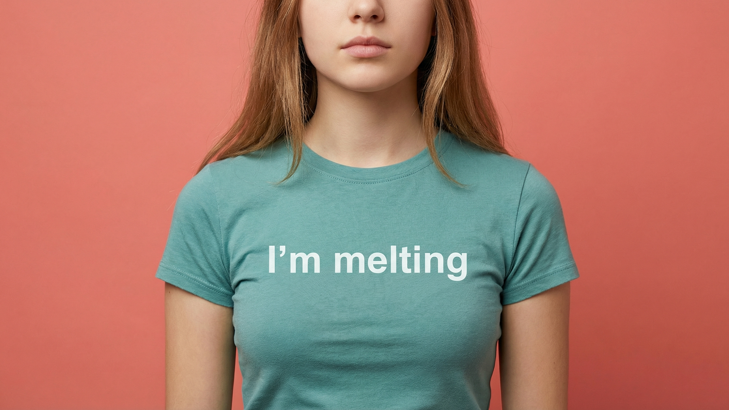  A high-resolution, photorealistic studio portrait, captured with a shallow depth of field, focusing sharply on the upper torso and head of a young person. The subject is wearing a perfectly fitted, crew-neck, short-sleeved t-shirt in a vibrant, slig