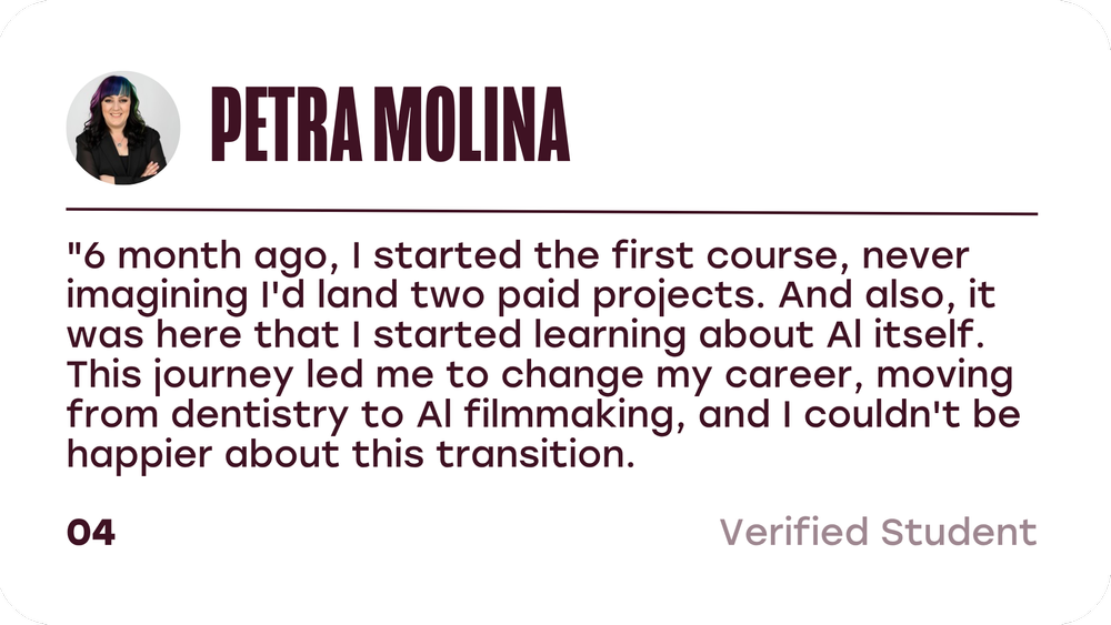 Petra Molina, verified student review.