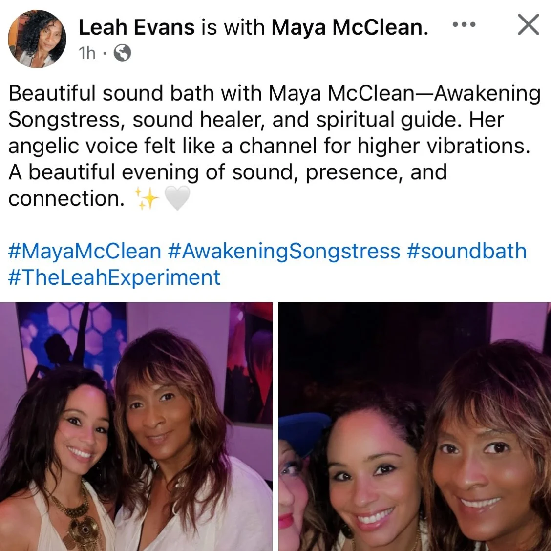 Awww thank you @theleahexperiment for feeling my true essence through vibration and sound. 

It&rsquo;s was so lovely to reconnect with you! ❤️ hope to see you soon! 

Keep shining beautiful! 💫✨💫