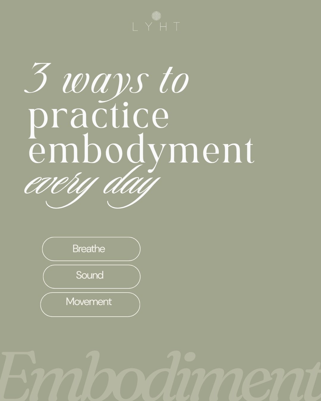 ✨ 3 WAYS TO BECOME MORE EMBODIED ✨

For years, I lived so much in my mind and my spirituality that I often bypassed what my body was actually feeling and needing.

Learning to become embodied has been one of the most powerful parts of my awakening jo