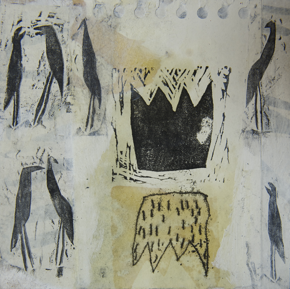 Kronen, Mischtechnik auf Papier, 30x30 cm, 2012