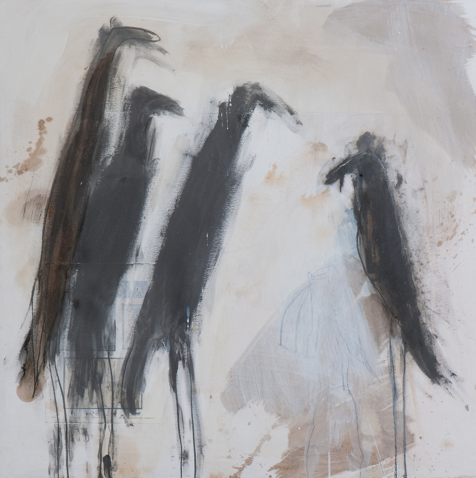 Crows, Mischtechnik auf Papier, 100x100 cm, 2012