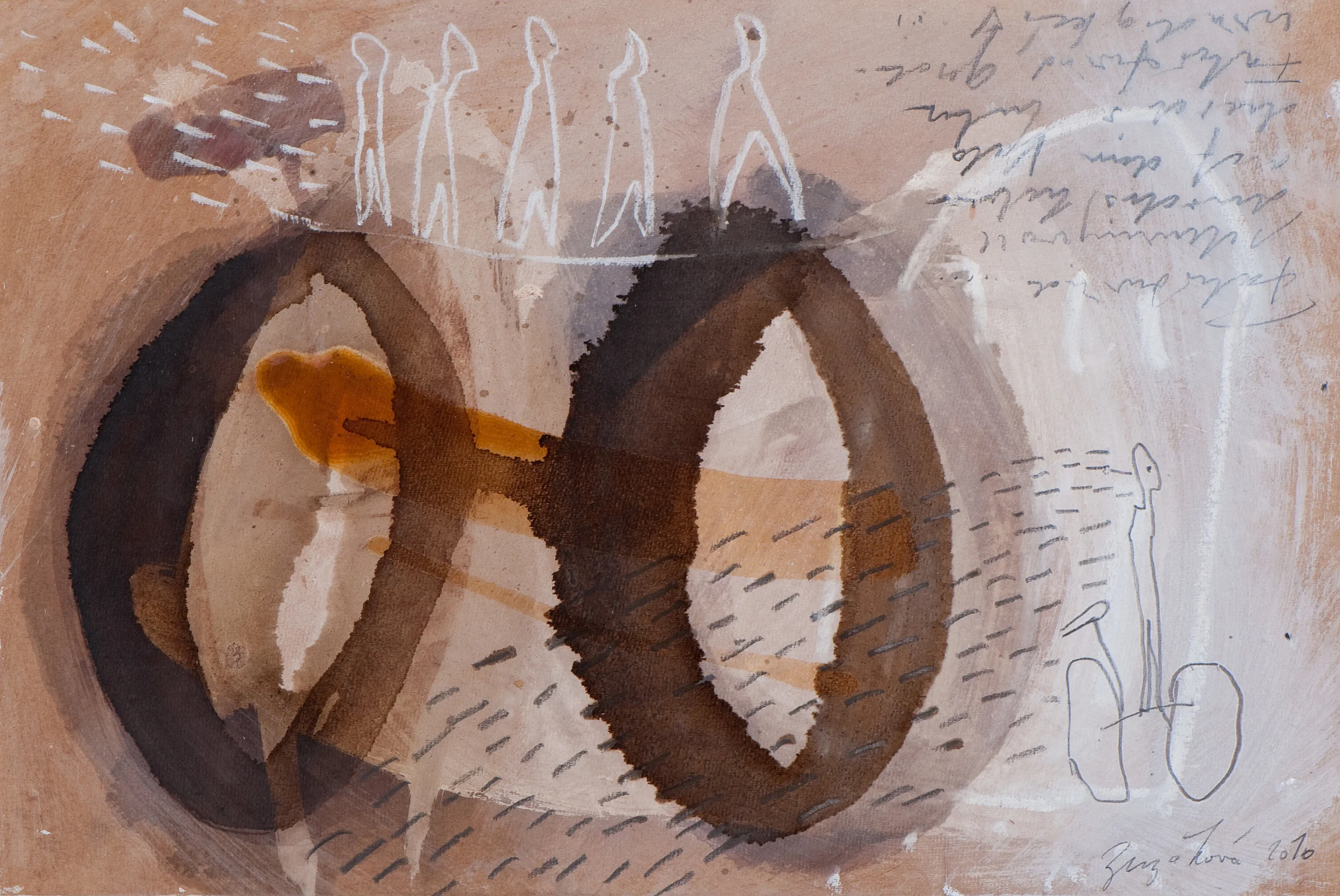 Unterwegs, Mischtechnik auf Holz, 40x25 cm, 2010