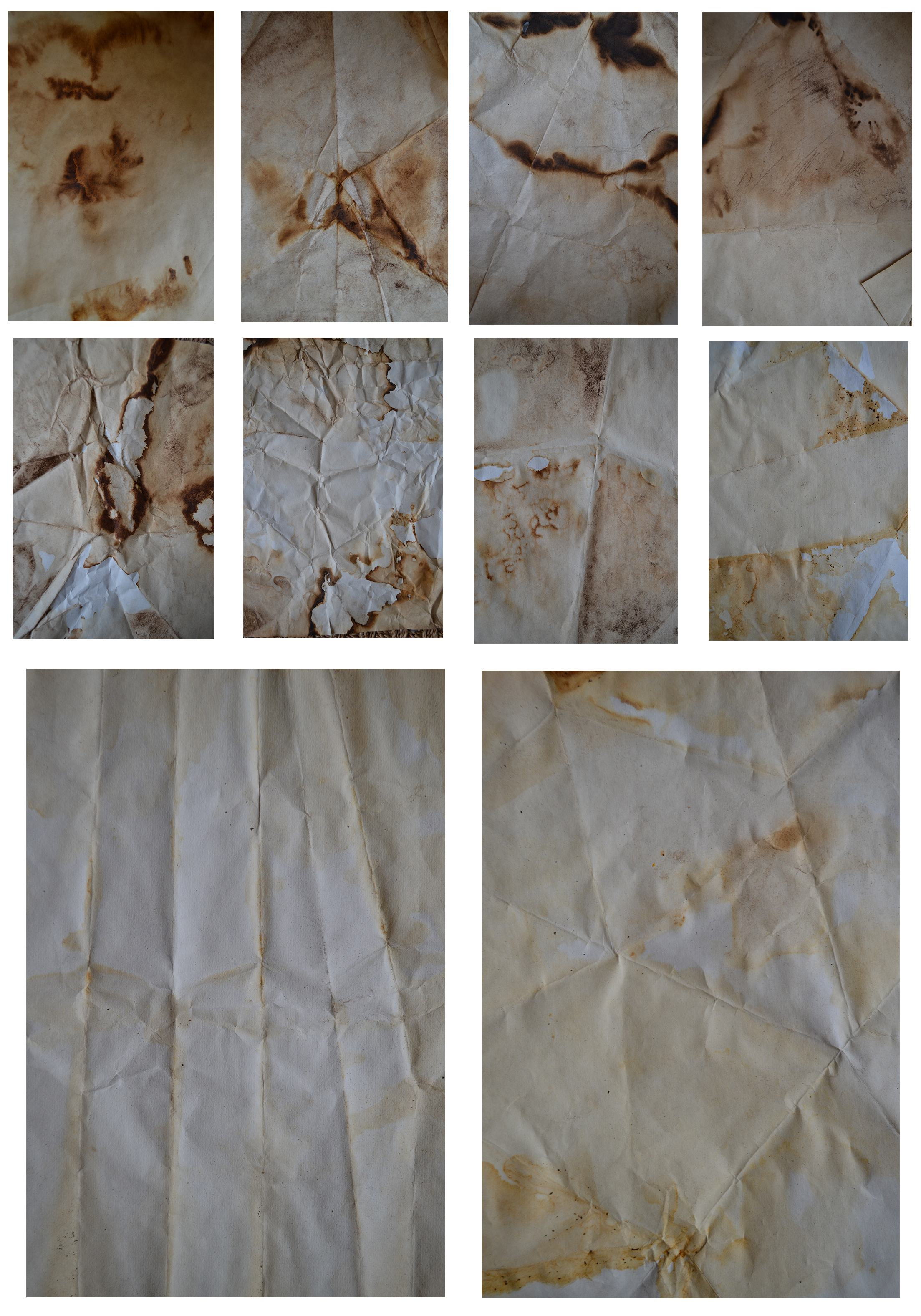 coffee dyed papers