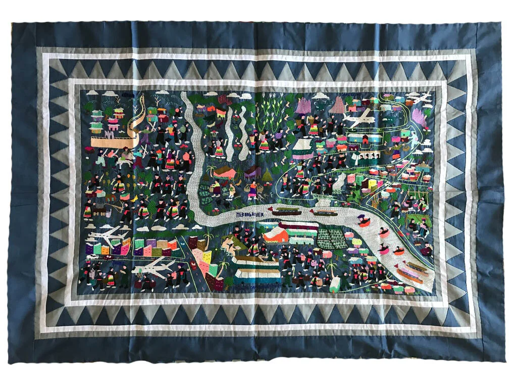 Ka Ying Yang’s story cloth, made in Thailand by an unknown refugee, circa 1970
