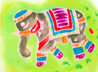 India Elephant Cloth Painting 