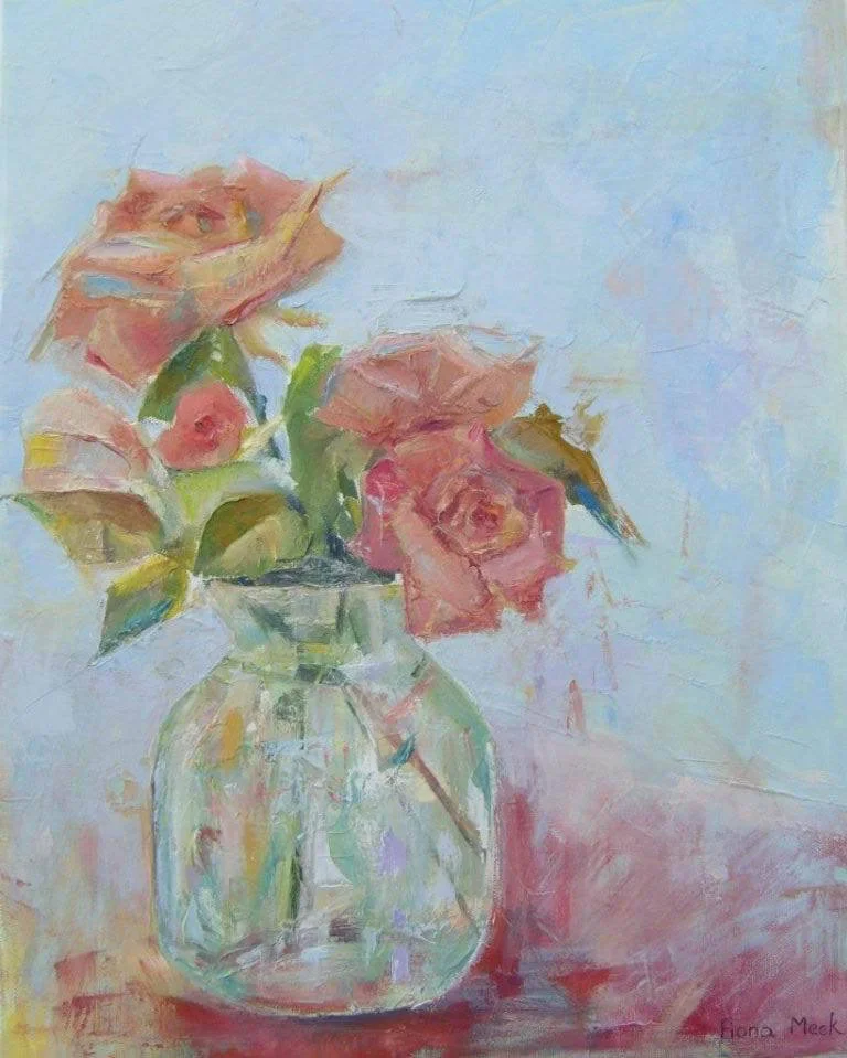 Roses in Glass Vase
