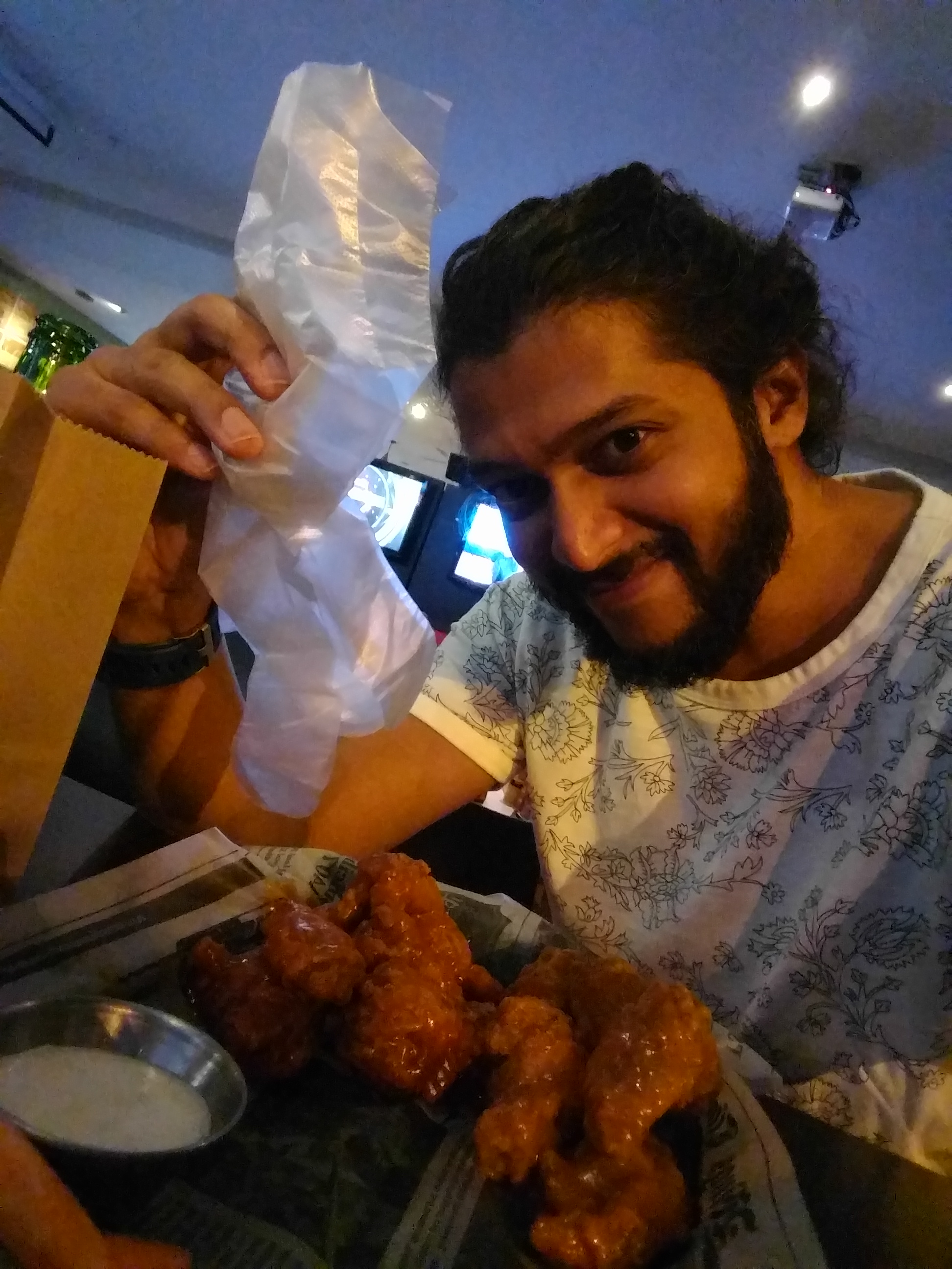 They give gloves! At a random Wings place in San Lucas Plaza