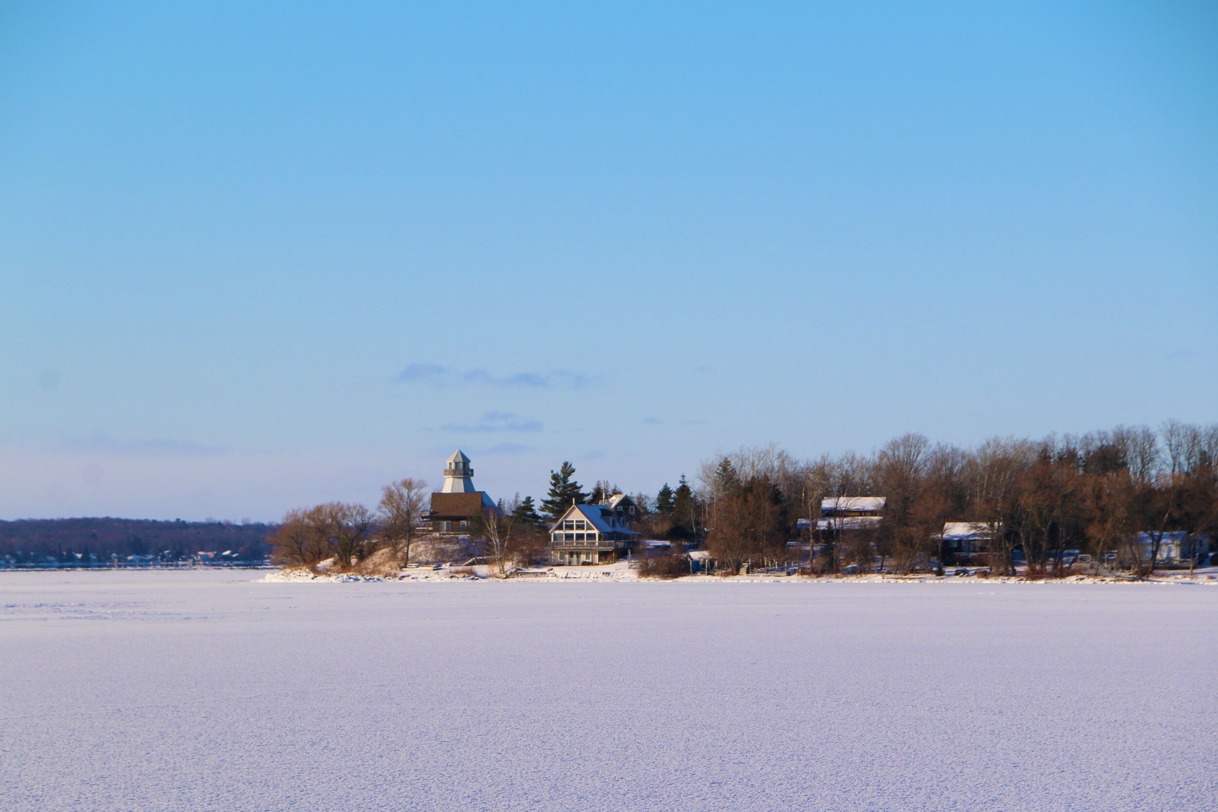 Snake Island from the frozen lake.