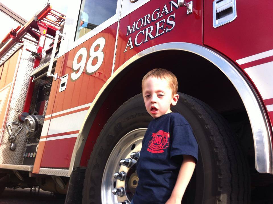 our little firefighter karson who we raised $40,000.00 for so he could receive life changing therapy.