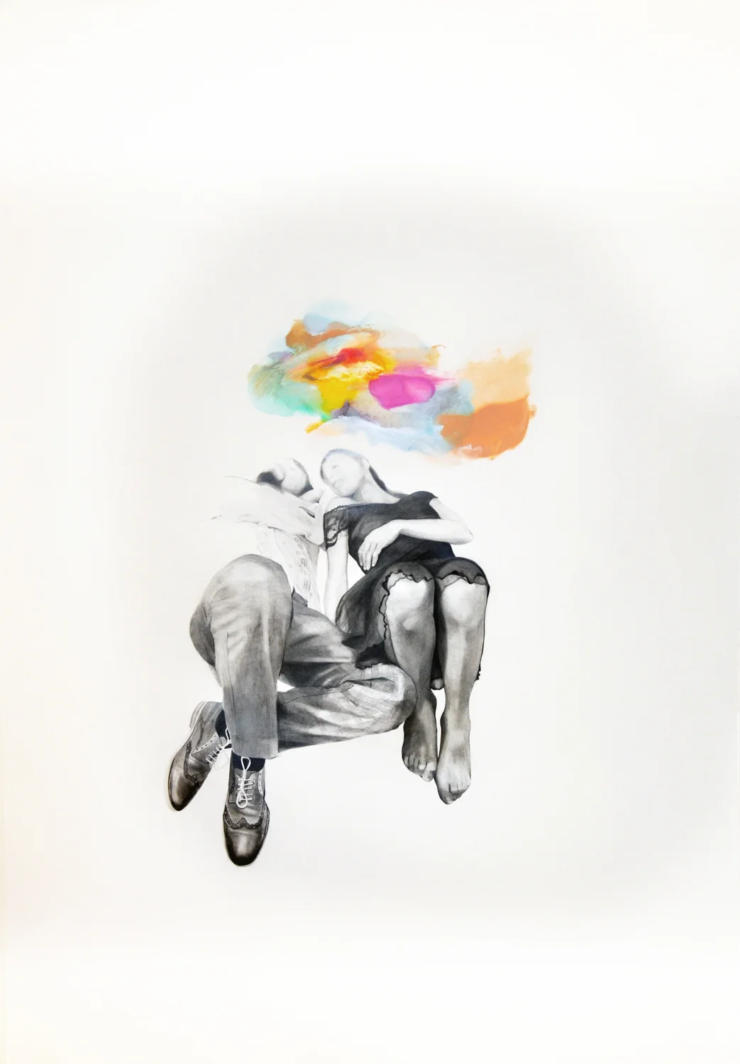 La carne delle nubi, 20 matita pastelli e olio su carta, cm70 x100 , 2015