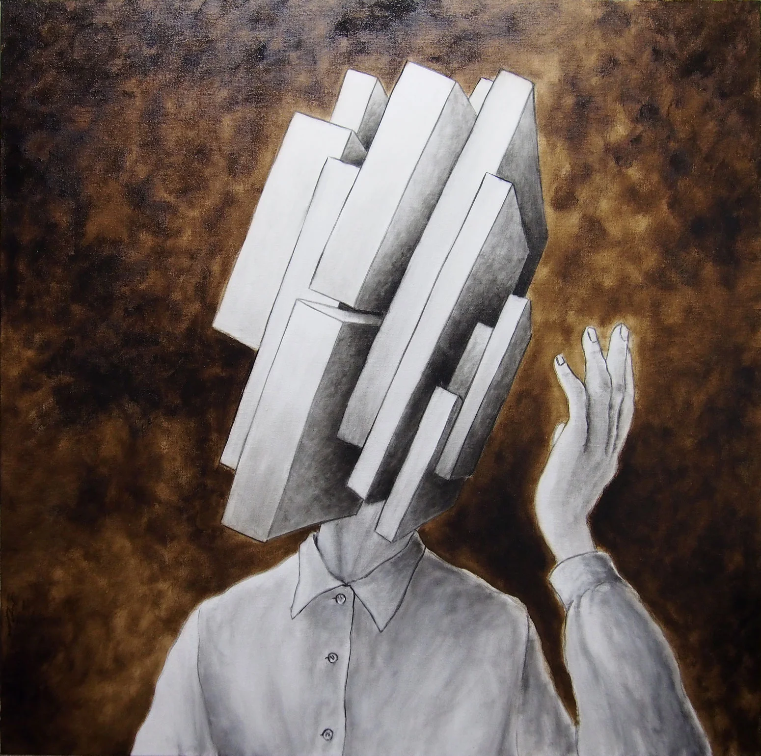 ’BH # 18’ bitume e olio su tela, cm 110 110, 2014