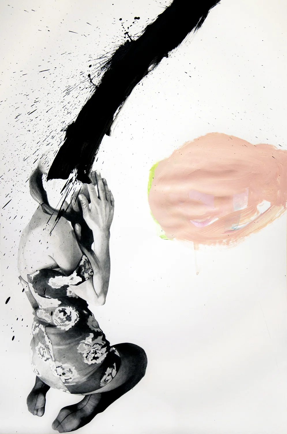 falling #10, tecnica necessaria (matite, matite colorate e smalto) su carta cm 40x50, 2017