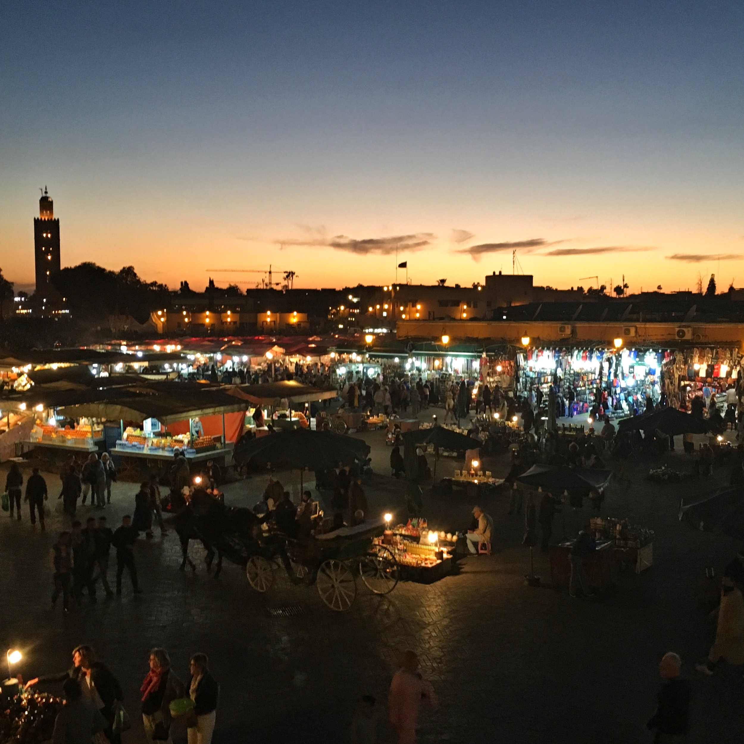 Evening Market at sunset | EAT.PRAY.MOVE Yoga | Marrakesh, Morocco