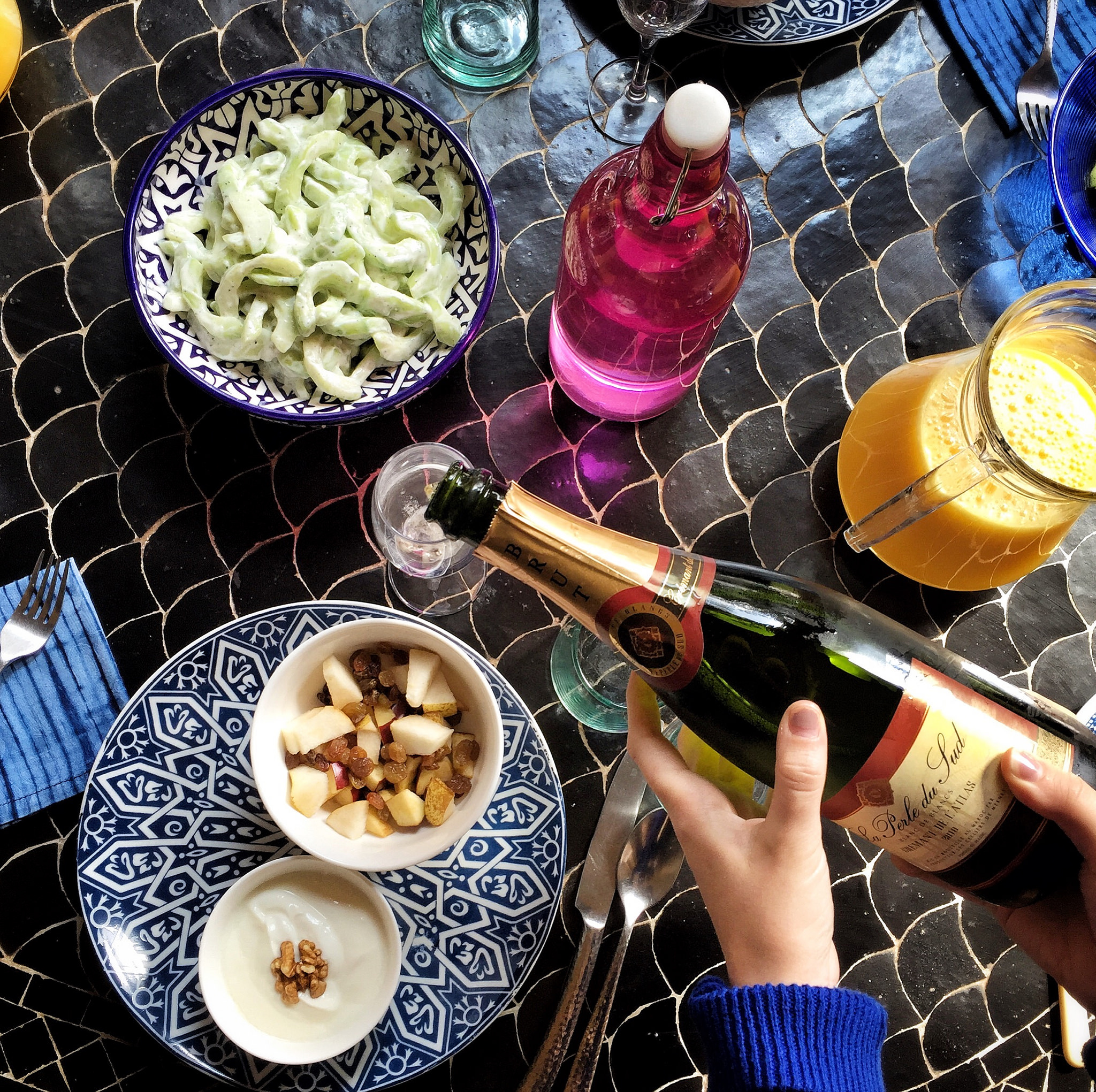Champagne Breakfast Peacock Pavilions  | EAT.PRAY.MOVE Yoga Retreat | Marrakesh, Morocco