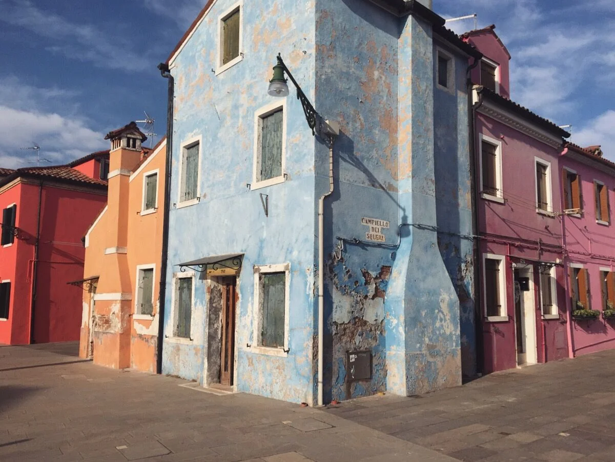 Corner of colorful homes