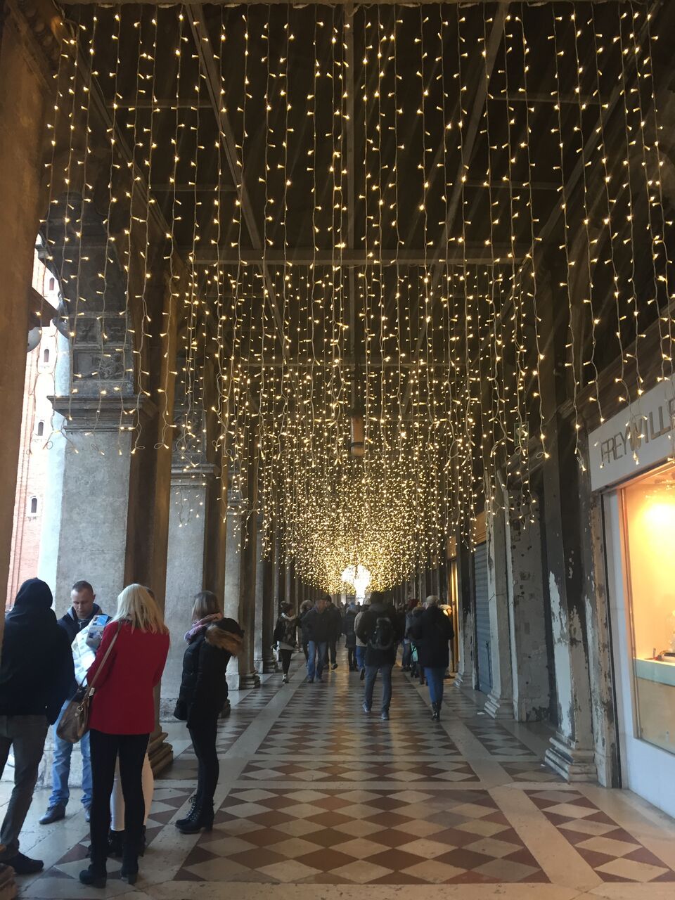 Winter travelers in the Piazza