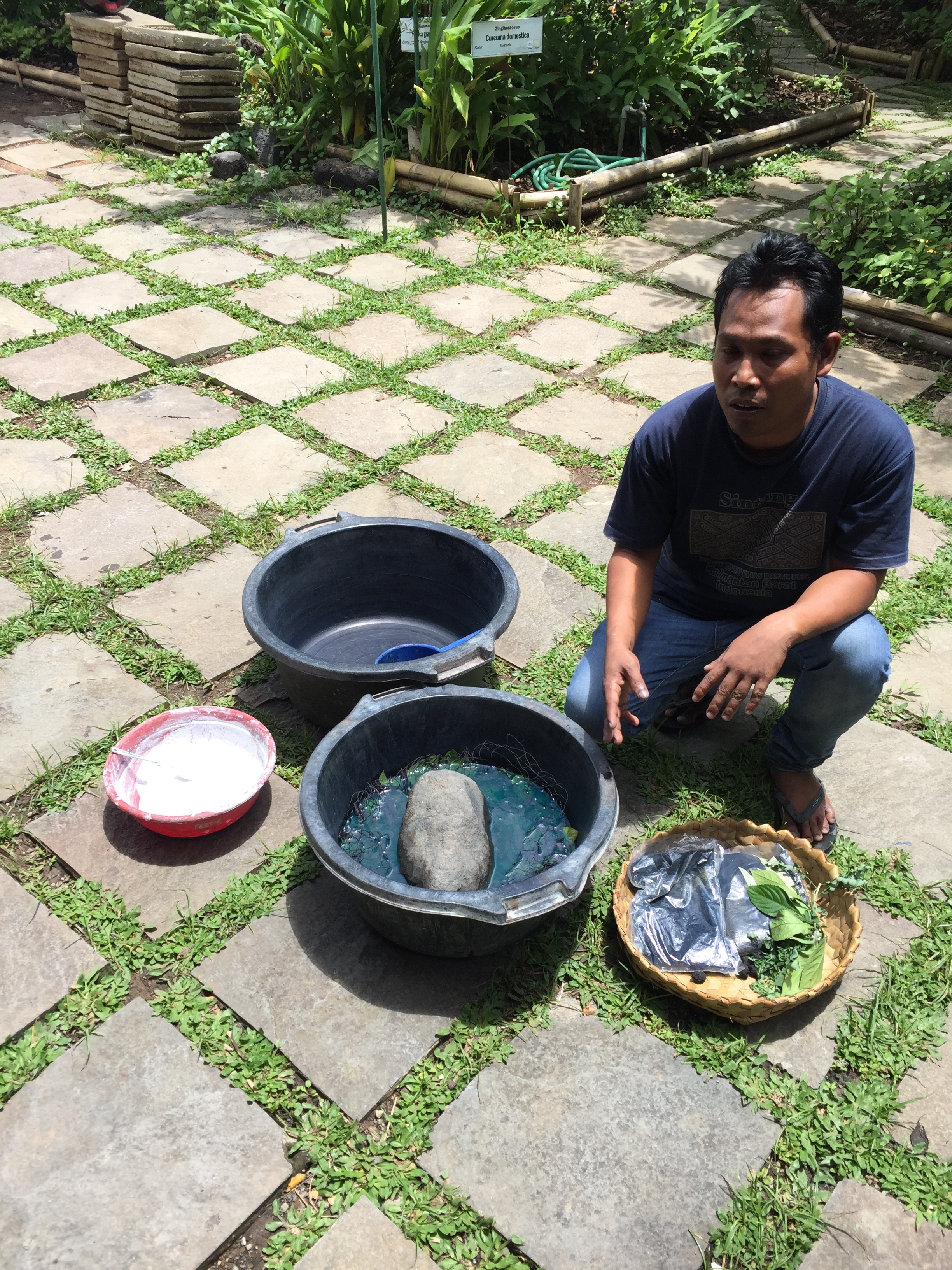 Preparing batik dye