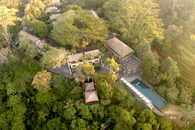 Overhead view of Alila Ubud | EAT.PRAY.MOVE Yoga | Bali, Indonesia