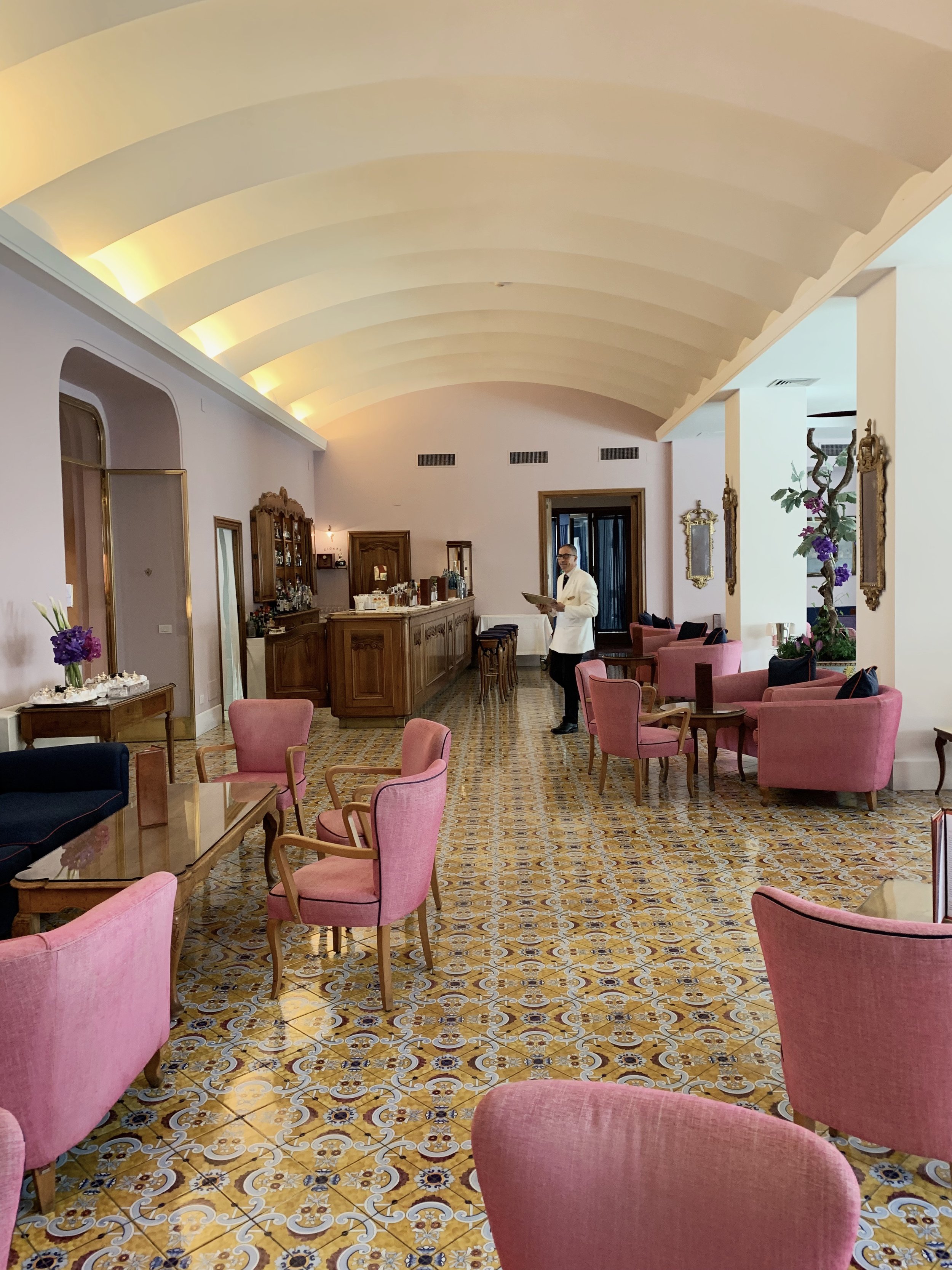 The elegantly designed lobby | EAT.PRAY.MOVE Yoga Retreats | Ischia, Italy