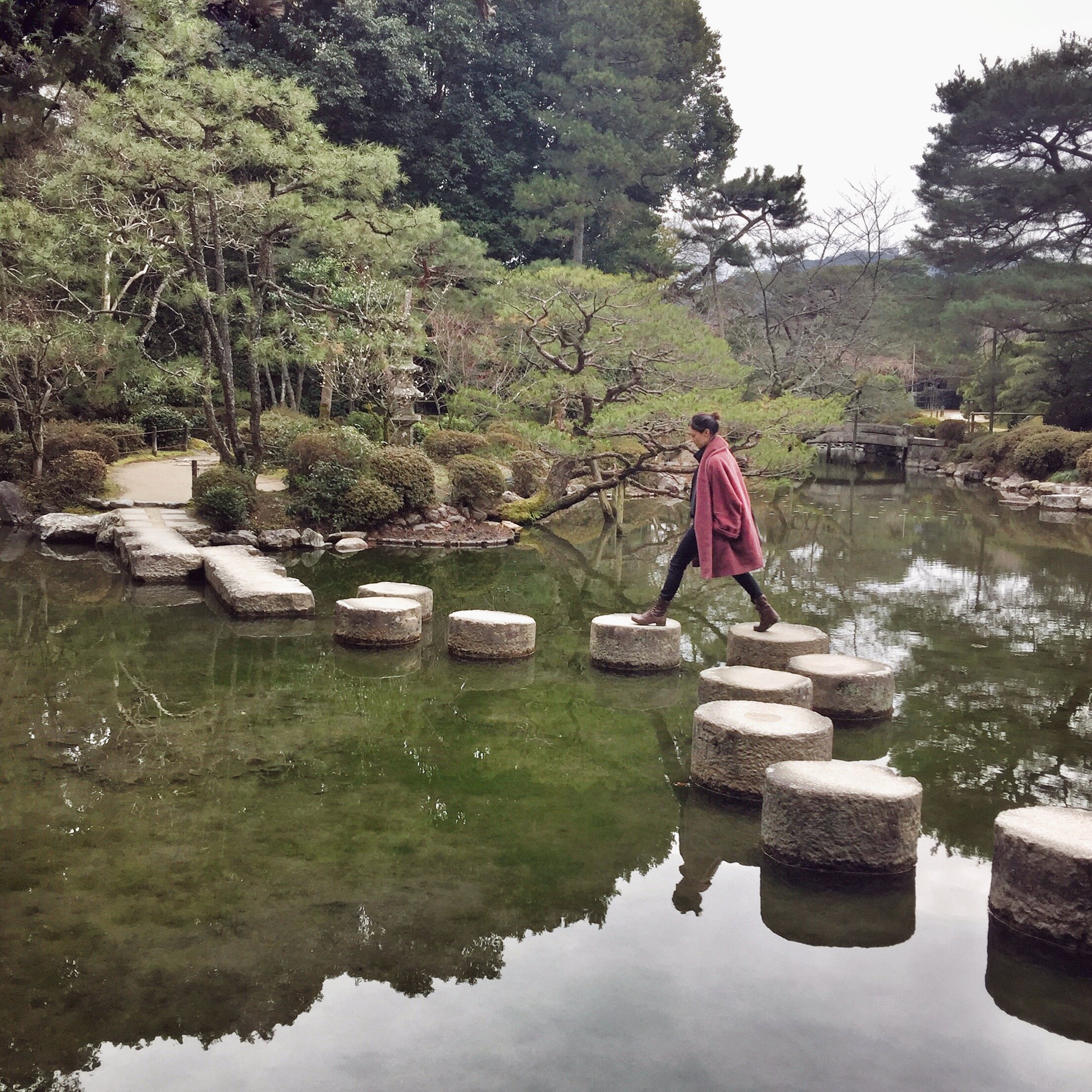 A meditation walk during a yoga retreat in Japan 