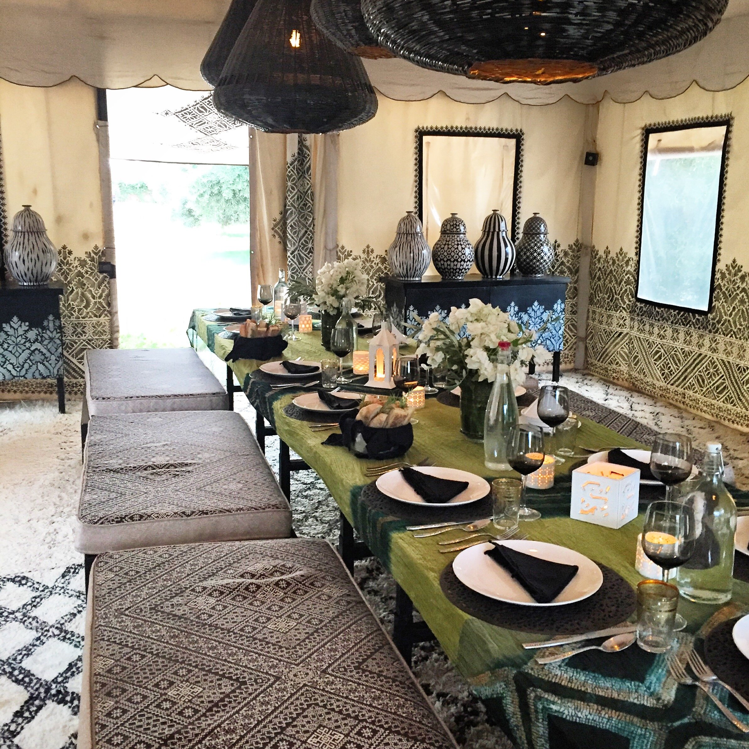 Tent dining with green setting | EAT.PRAY.MOVE Yoga | Marrakesh, Morocco