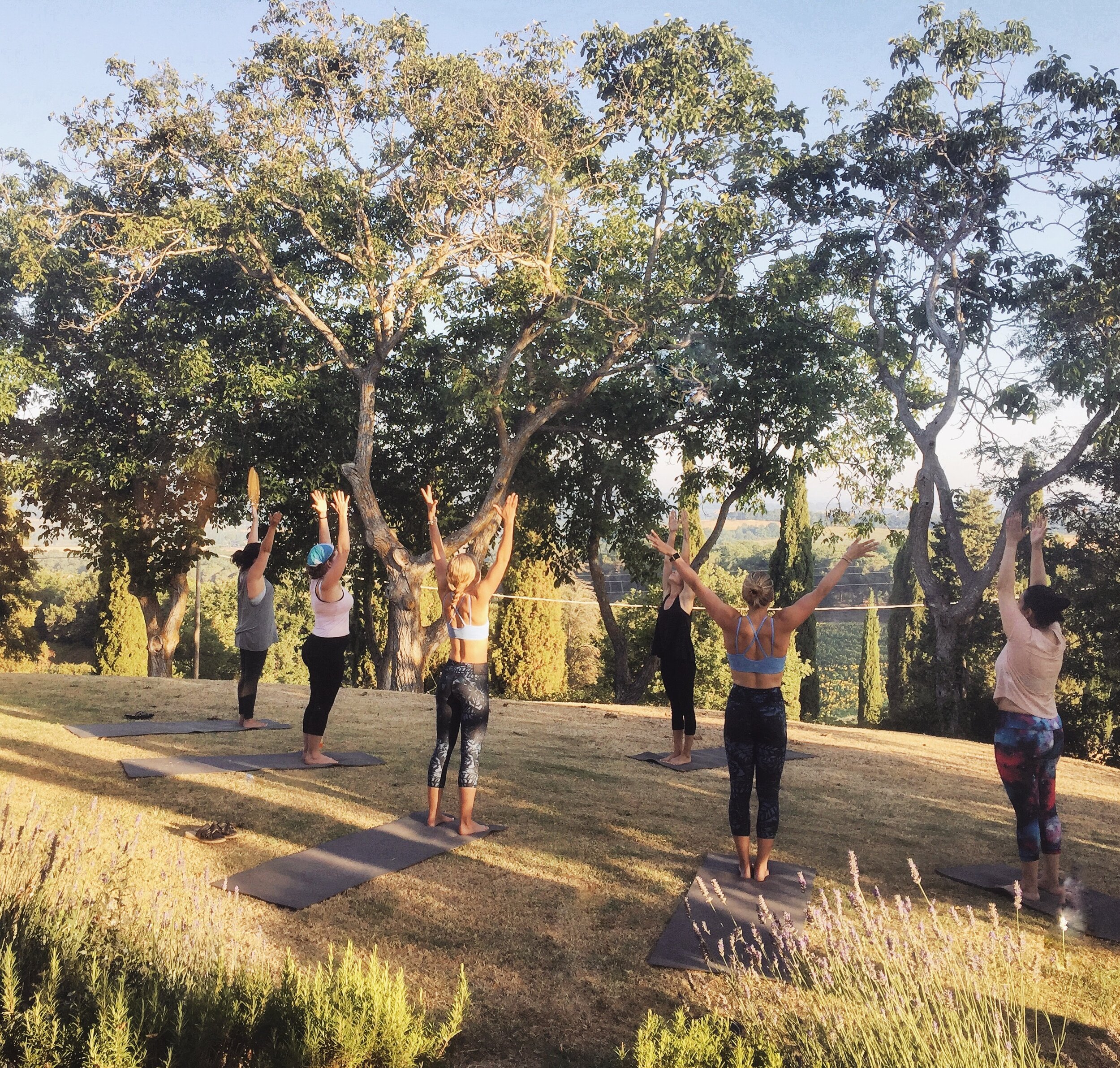 Yoga overlooking the hillsides  | EAT.PRAY.MOVE Yoga Retreats | Tuscany, Italy