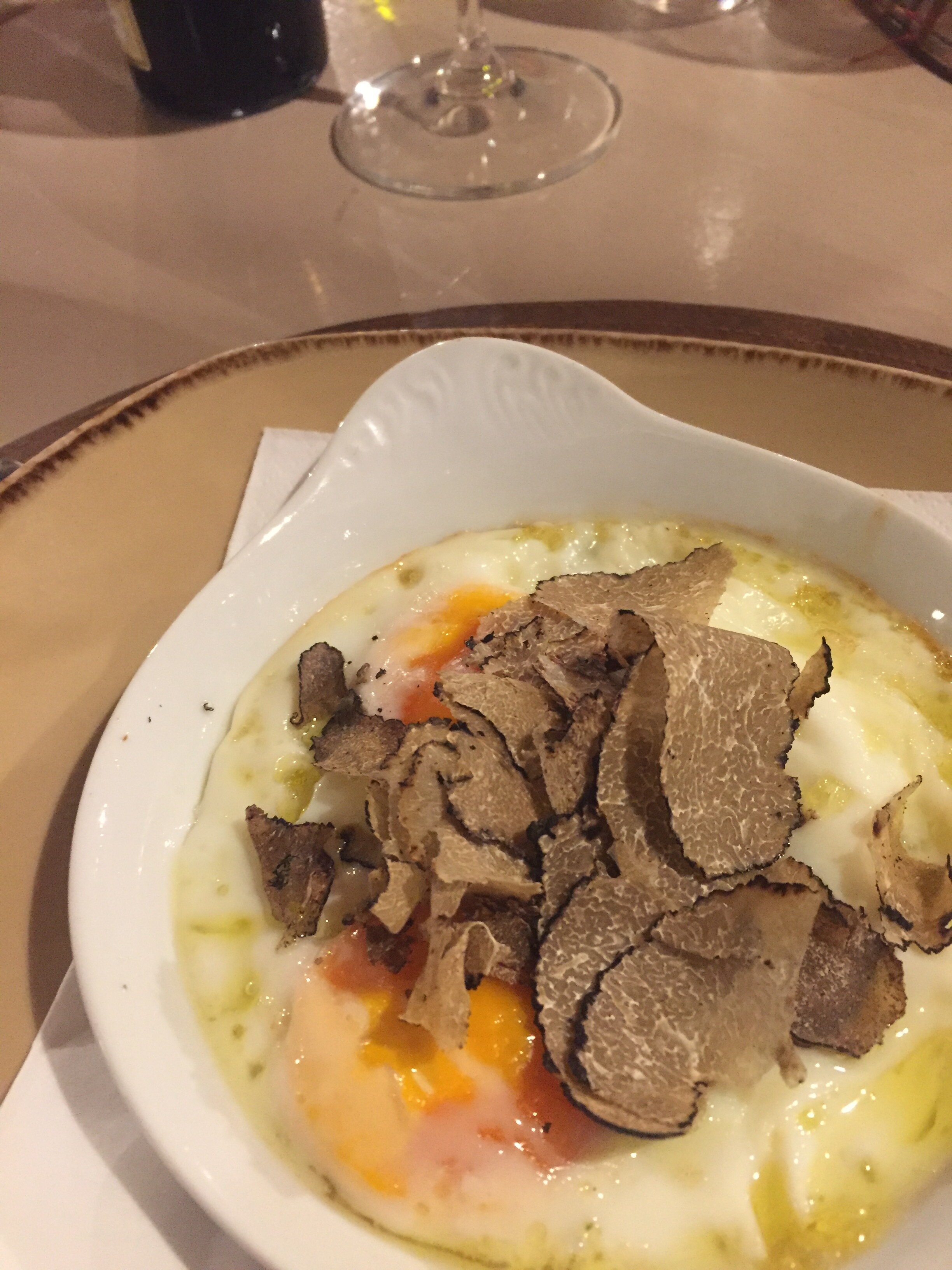 Eggs with truffles in Chianti, Italy on retreat 