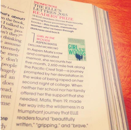 Girl in the Woods received the ELLE Letters 2015 Reader's Prize