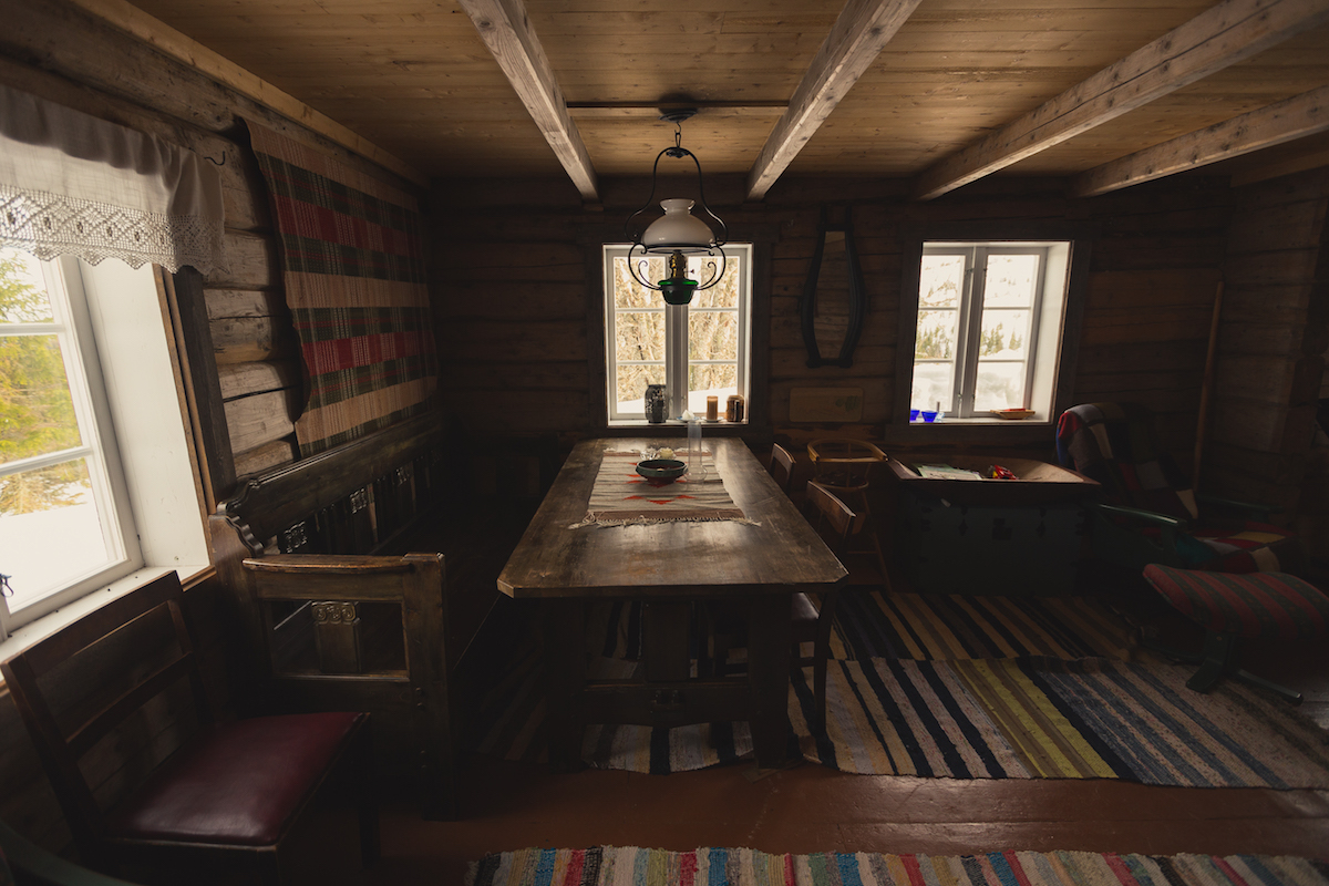 Inside the cabin.