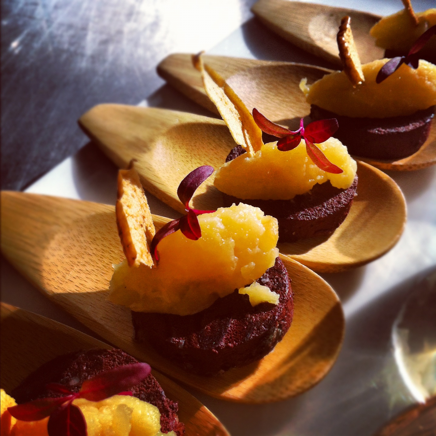 Finger food- French black pudding and apples