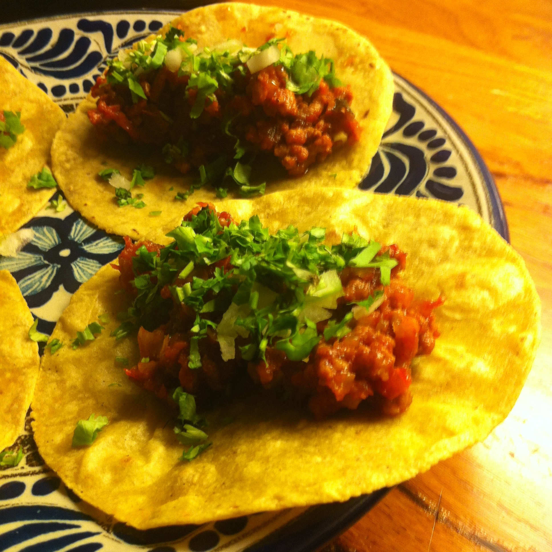 Hibiscus Dinners tacos: Mexican beef on corn tortillas and salsa verde