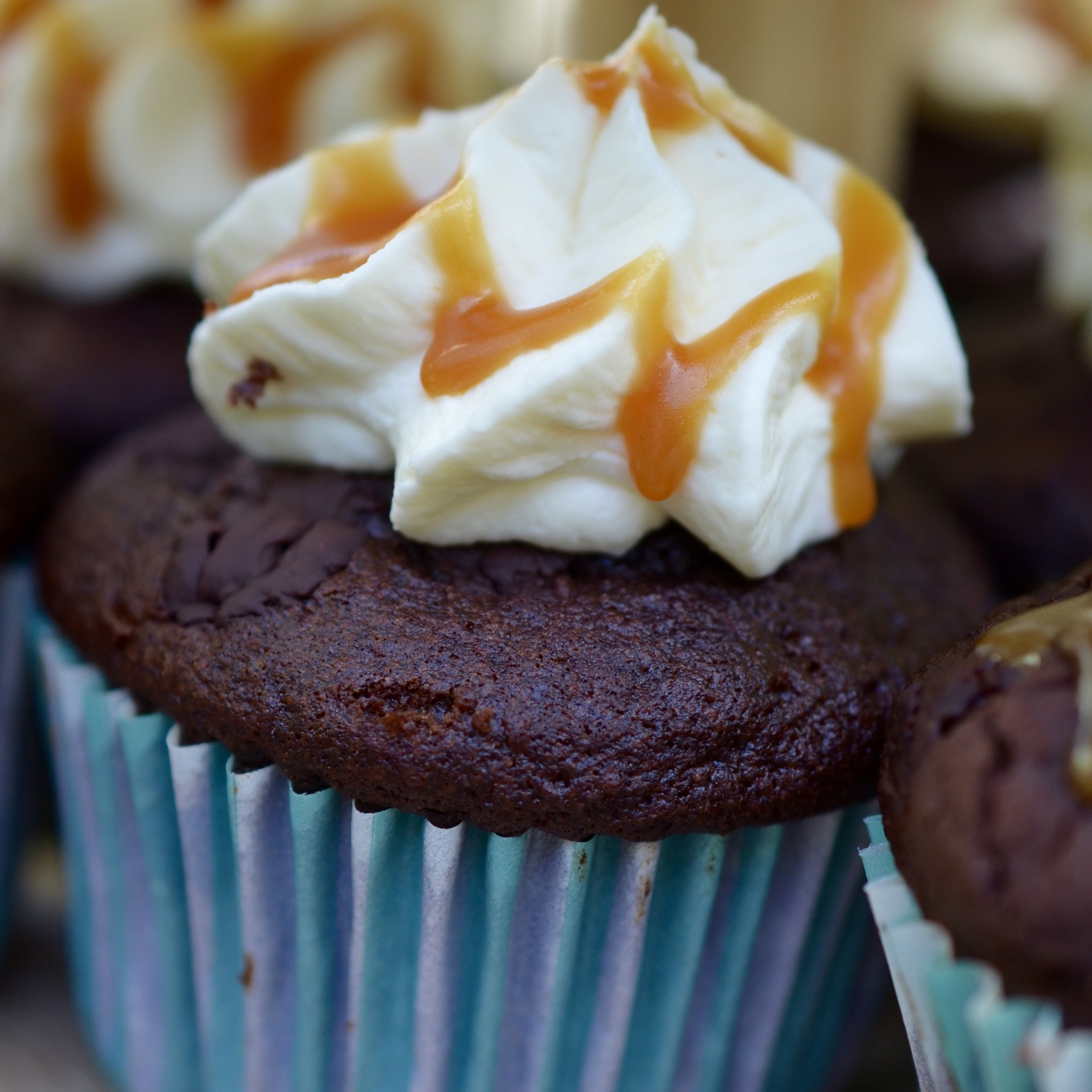 Hibiscus Dinners dessert: Double chocolate and banana cupcakes with mascarpone topping and rum caramel