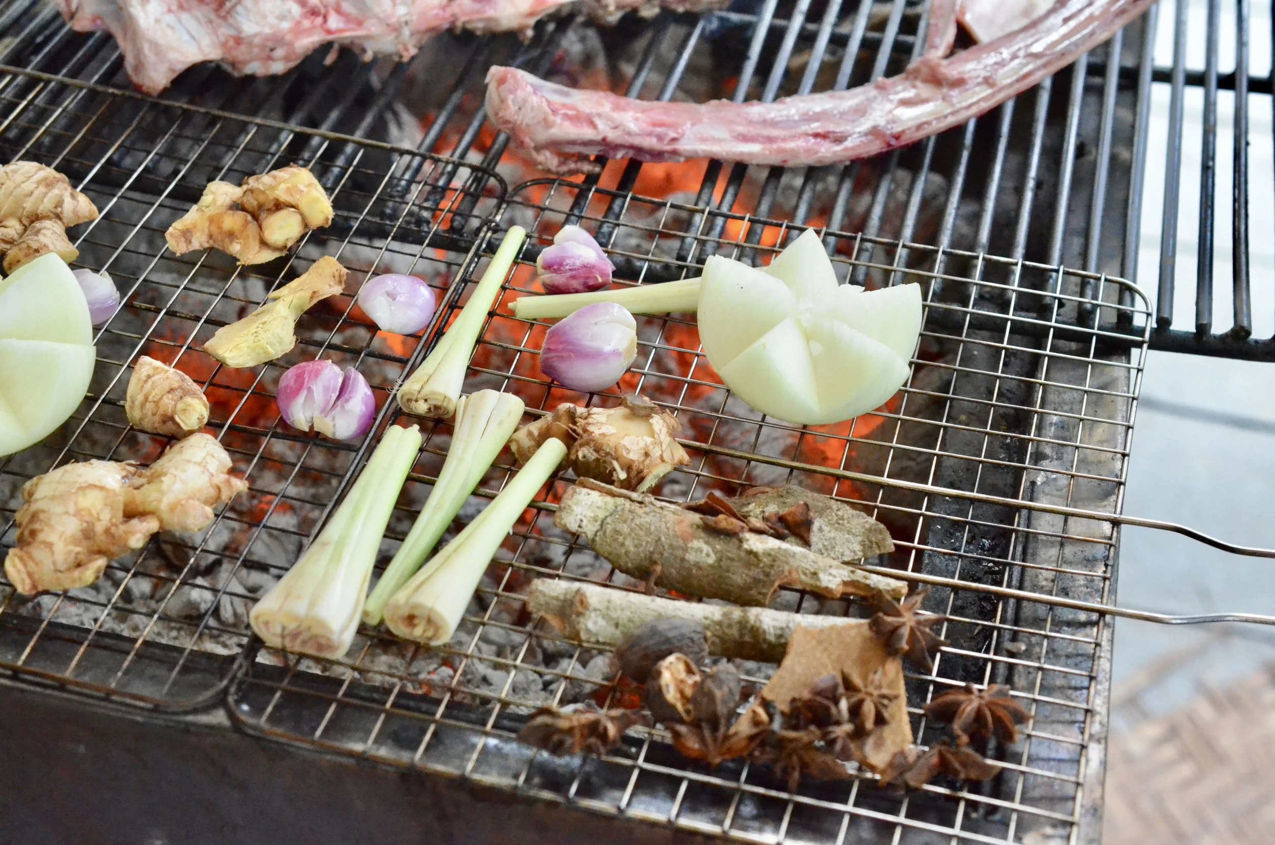 Color and toast the vegetables and spices so your broth will be sweeter and darker.