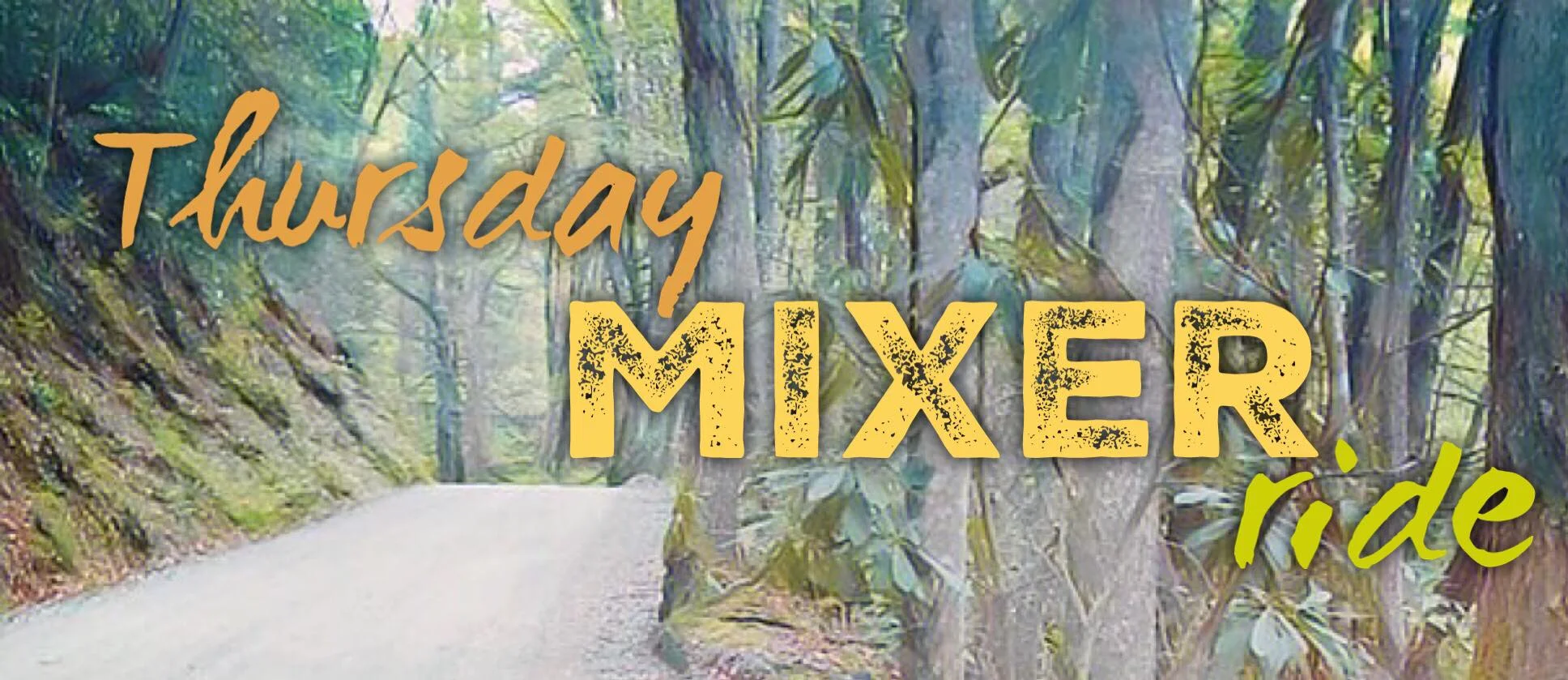 EVERY THURSDAY (starting July 18th) @ 6pm for the Thursday MIXER ride. This mixed surface ride is a 21-mile route with almost 2,400 feet of climbing and features two beautiful segments of gravel. Gravel bikes, cyclocross bikes or road bikes with at least 28mm tires are recommended. Roll from Rhoddie Bicycle Outfitters @ 6pm CLICK HERE TO SEE THE ROUTE: https://ridewithgps.com/routes/30479628 More Info Here: https://www.facebook.com/events/2063883817250859/