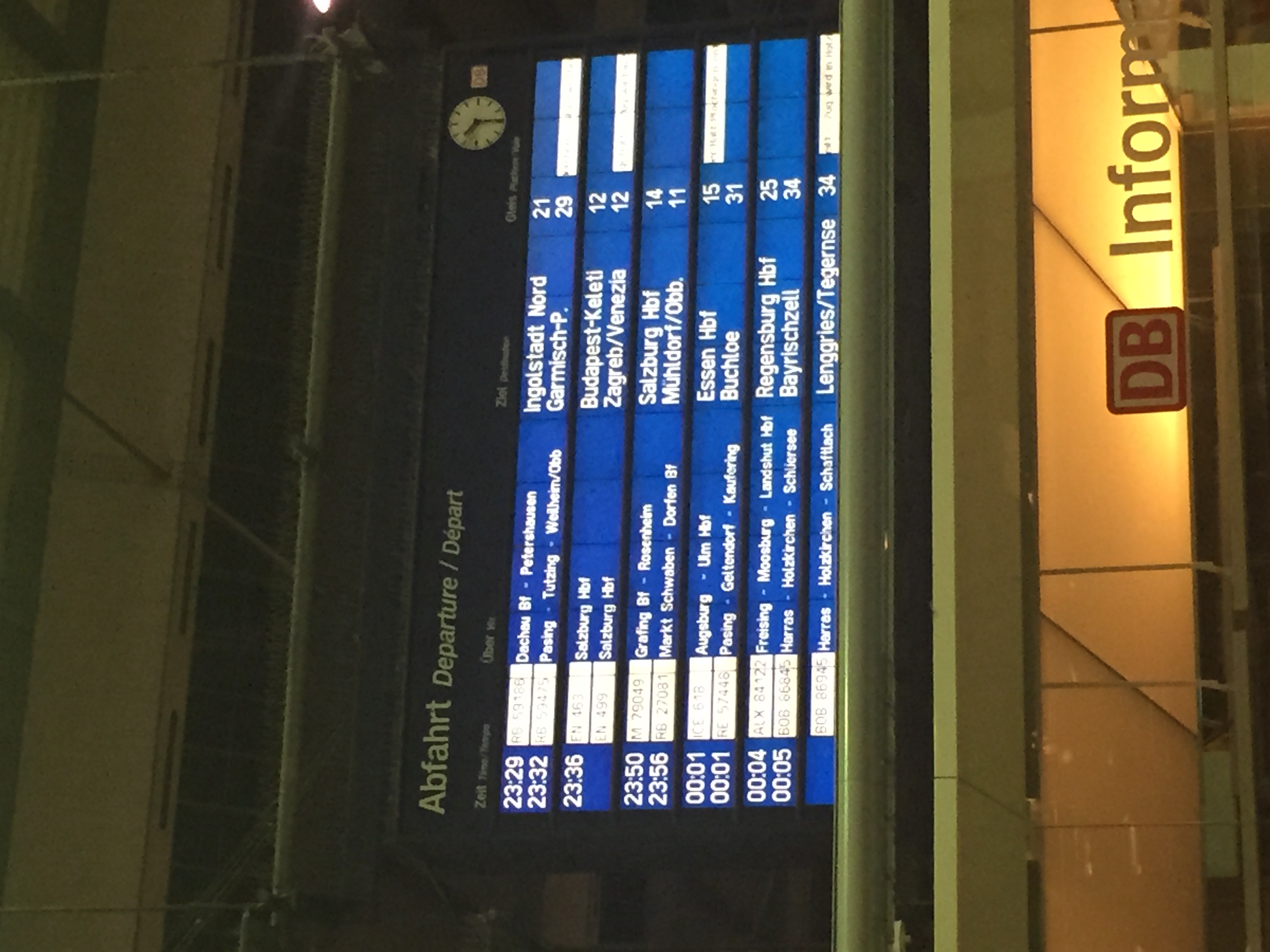 Departures board at Munich.