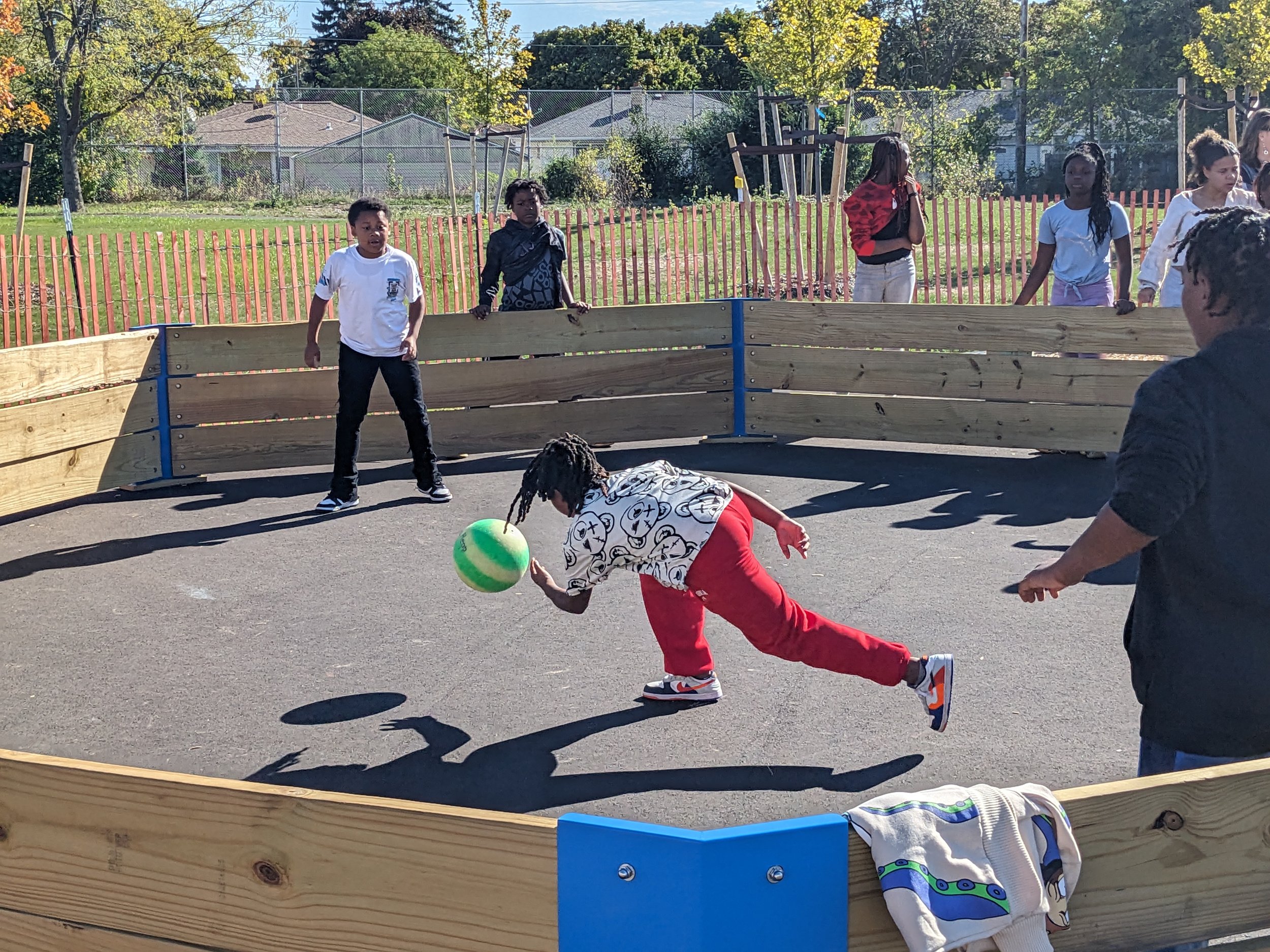 Gaga ball on the schoolyard 