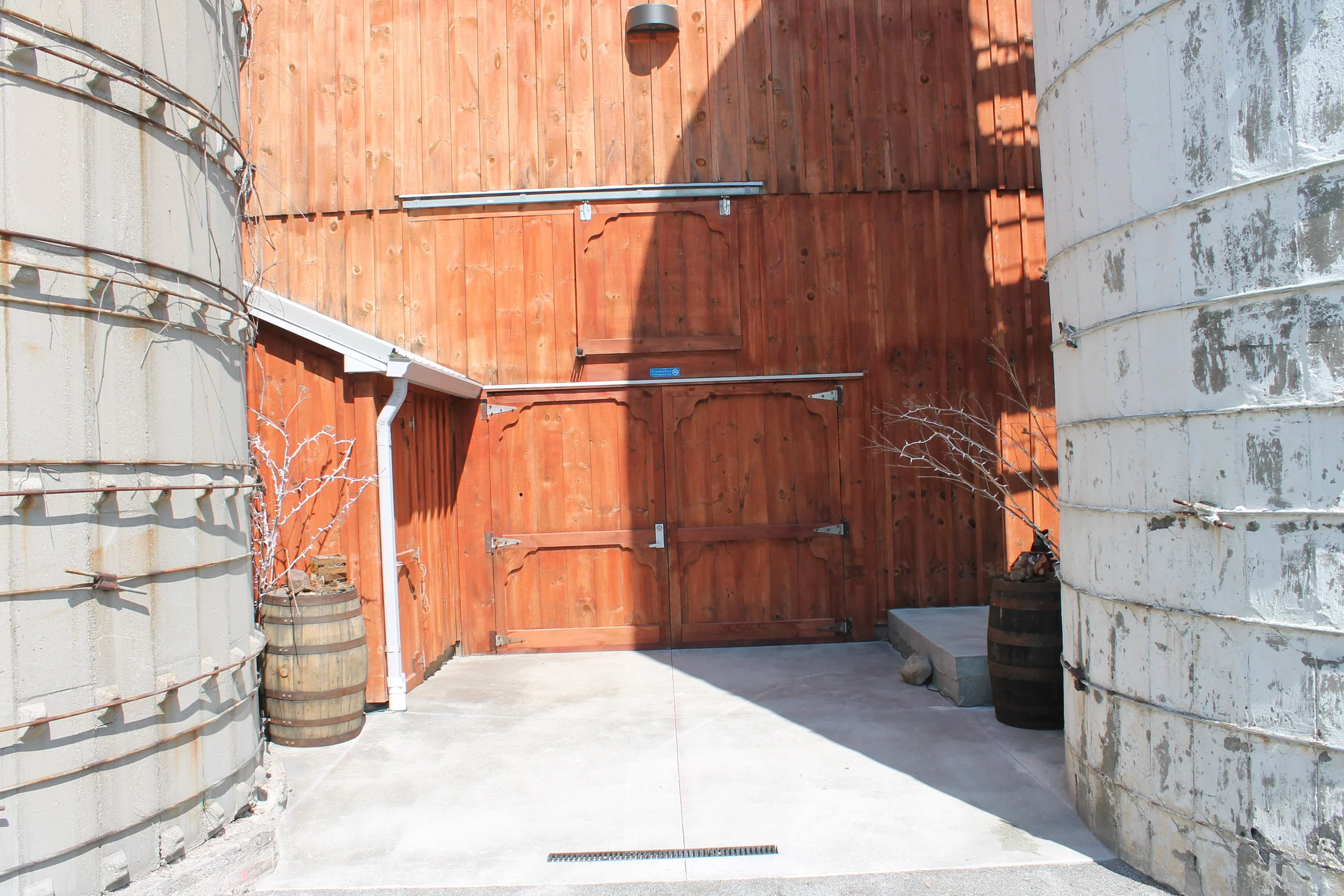 Barn Entrance Between Silos