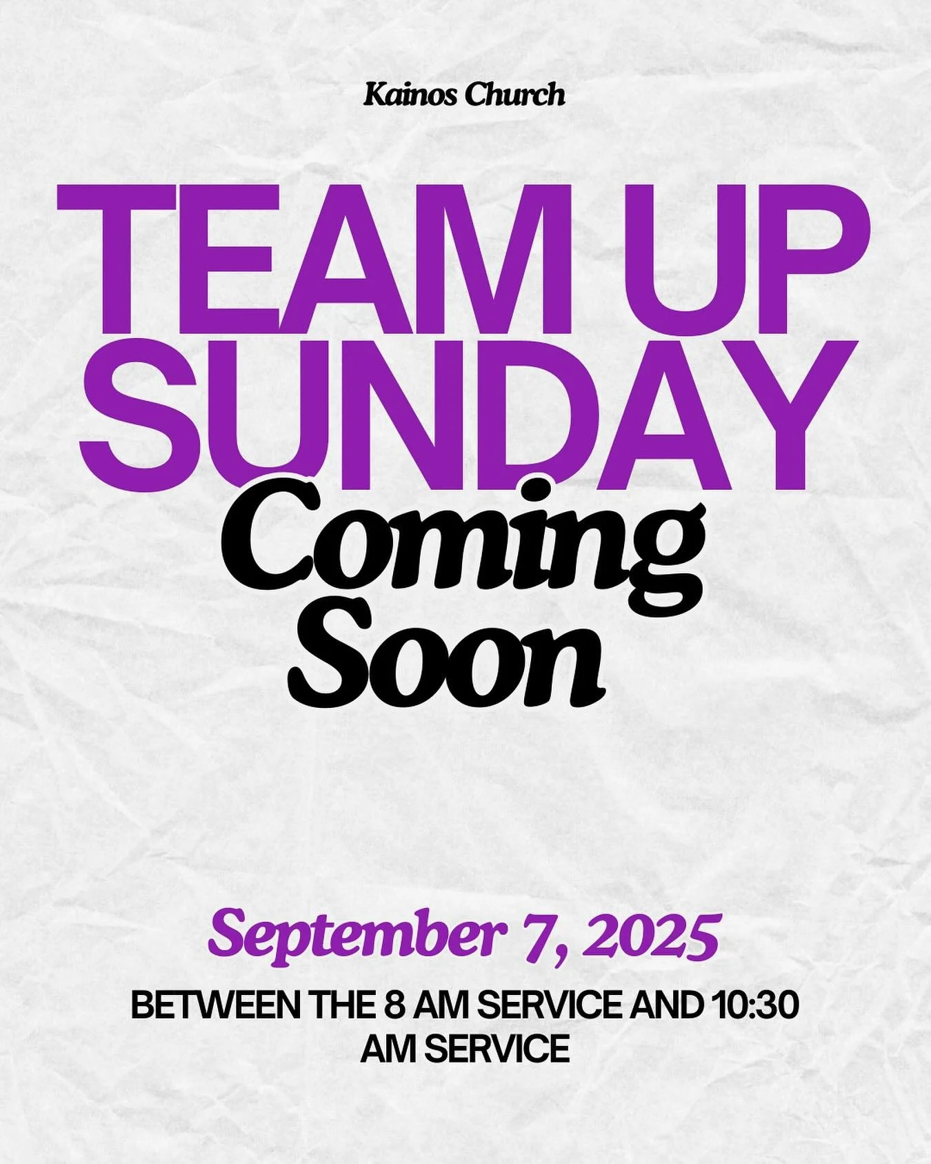 Looking for a way to get involved and serve with the Church body? Mark your calendars for Sunday, Sept. 7! We will be having our second Team-Up Sunday in between services. This is a perfect way for you to see all of the ways you can step up and serve