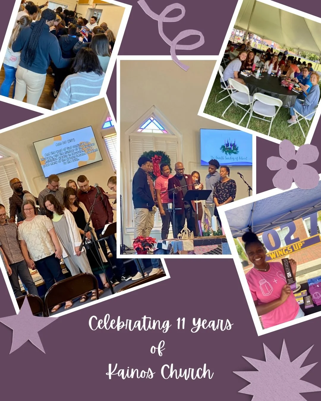 Kainos is celebrating 11 years as a church THIS SUNDAY (1/4)!! 🥳 We will be having a biscuit + coffee bar between services (9:30 AM). Please plan to stay after the 1st service or come early to the 2nd as we reflect on the past years together as a ch