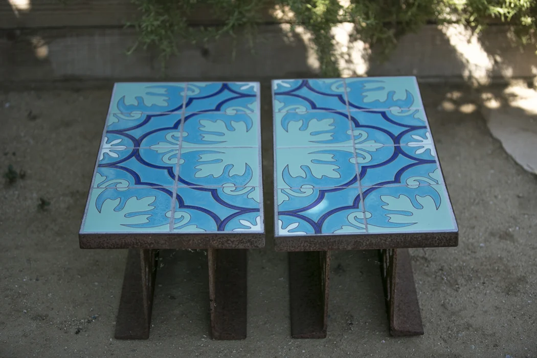 Steel I Beam + Tile Side Tables