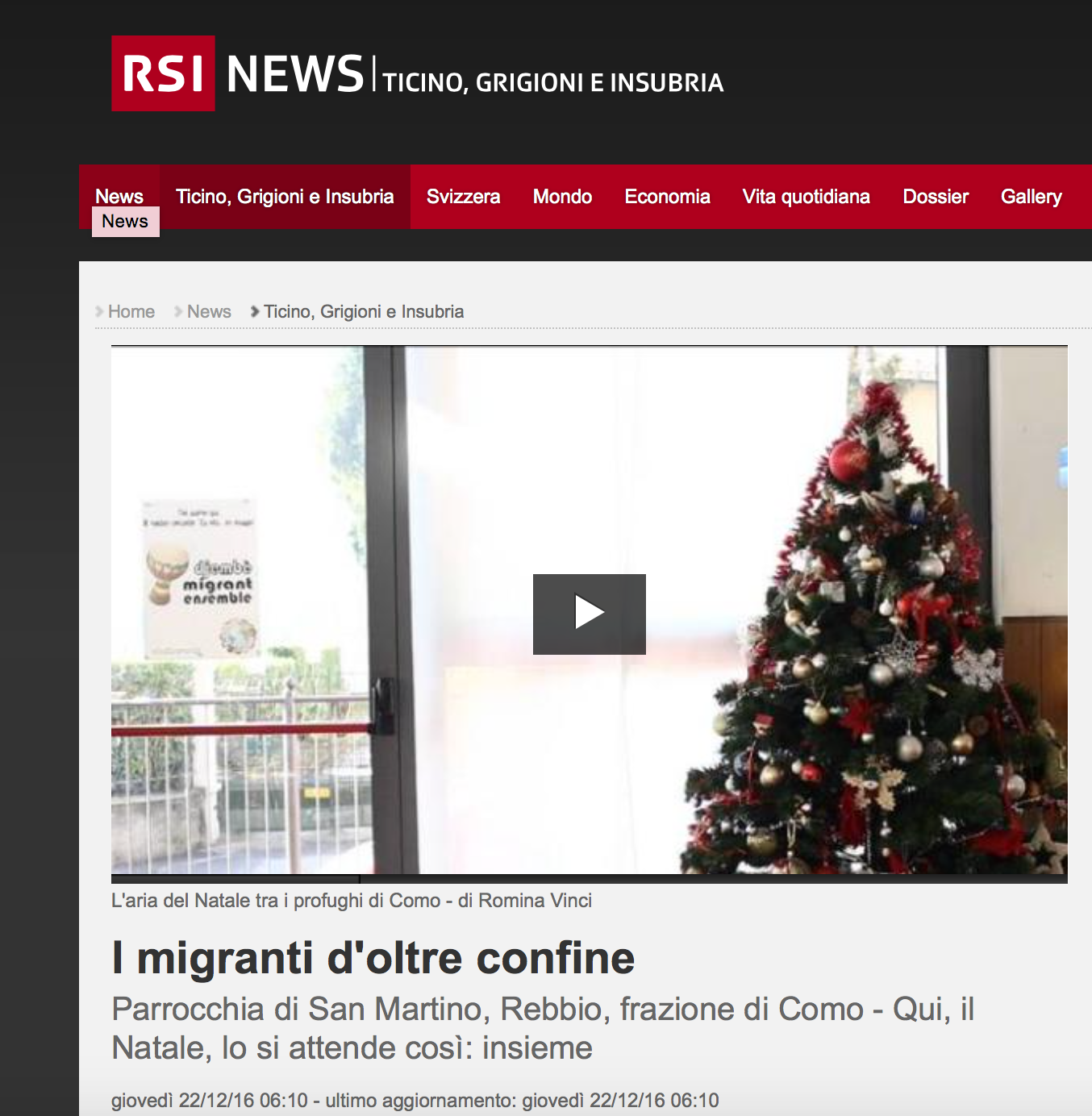 RSI - Radio Televisione Svizzera - December 2016