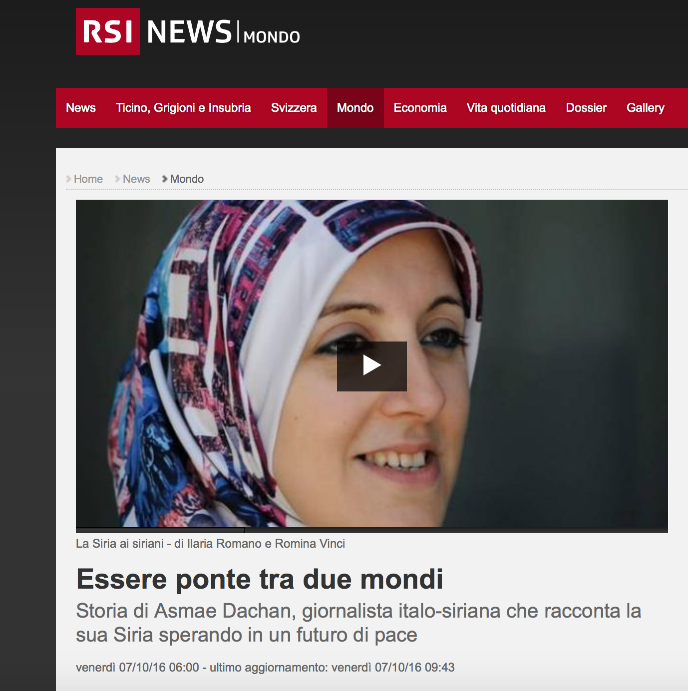 RSI - Radio Televisione Svizzera - October 2016