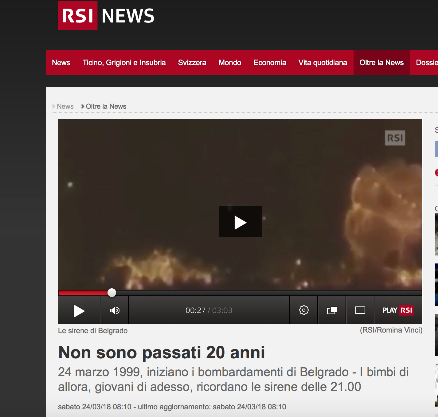 RSI - Radio Televisione Svizzera - March 2018