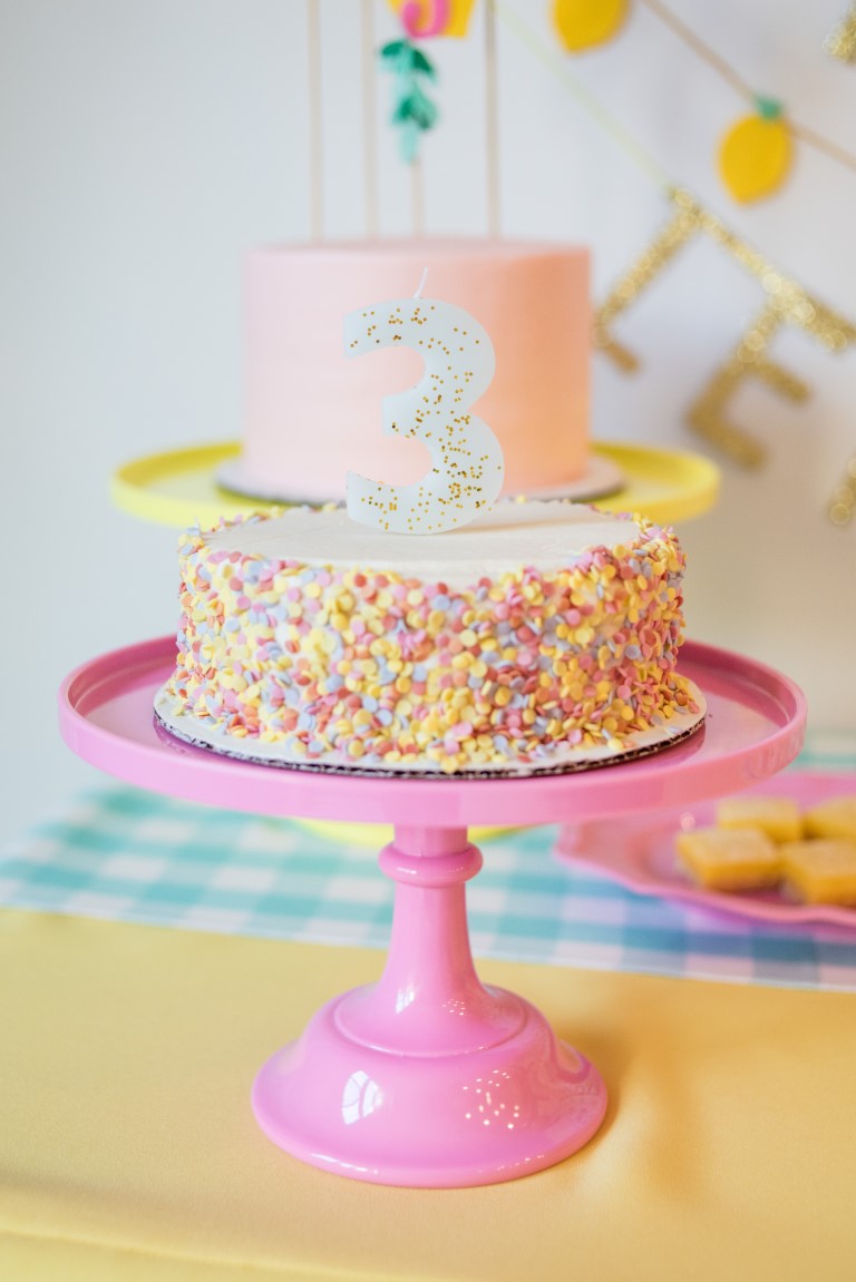 Number Birthday Candle and Confetti Cake 