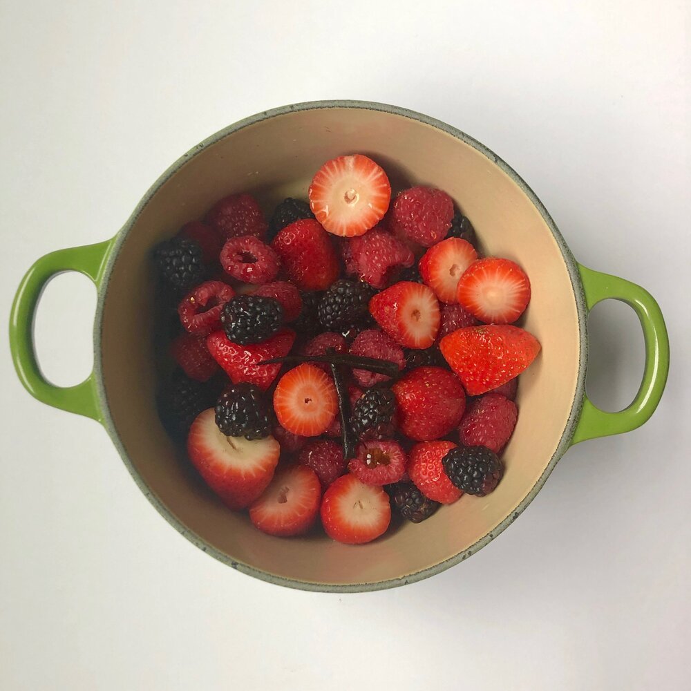Homemade Fruit Roll-Ups Berry Mixture with Vanilla Bean