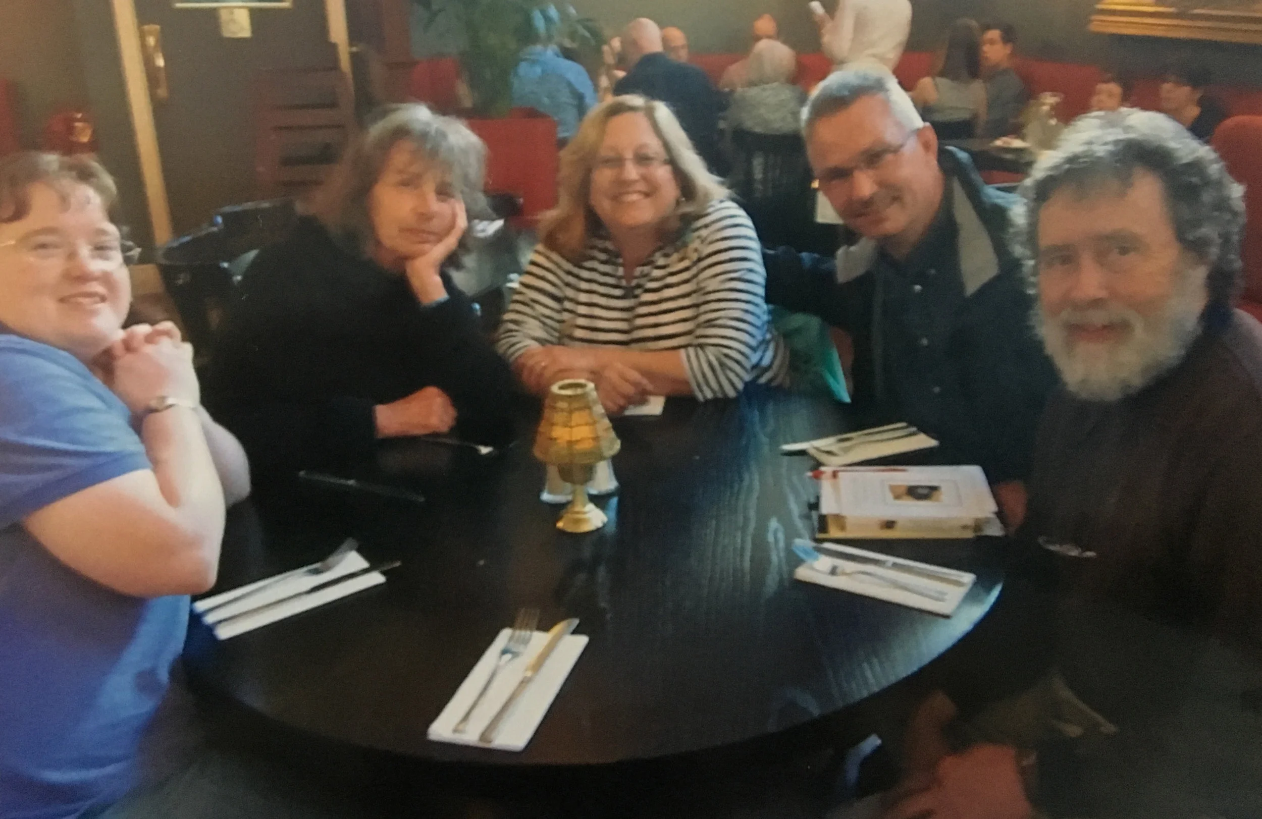 Our first dinner together in Ireland: (L-R) Elizabeth, Devon, Dee, Dave, and David. (Megan is taking the photo.)