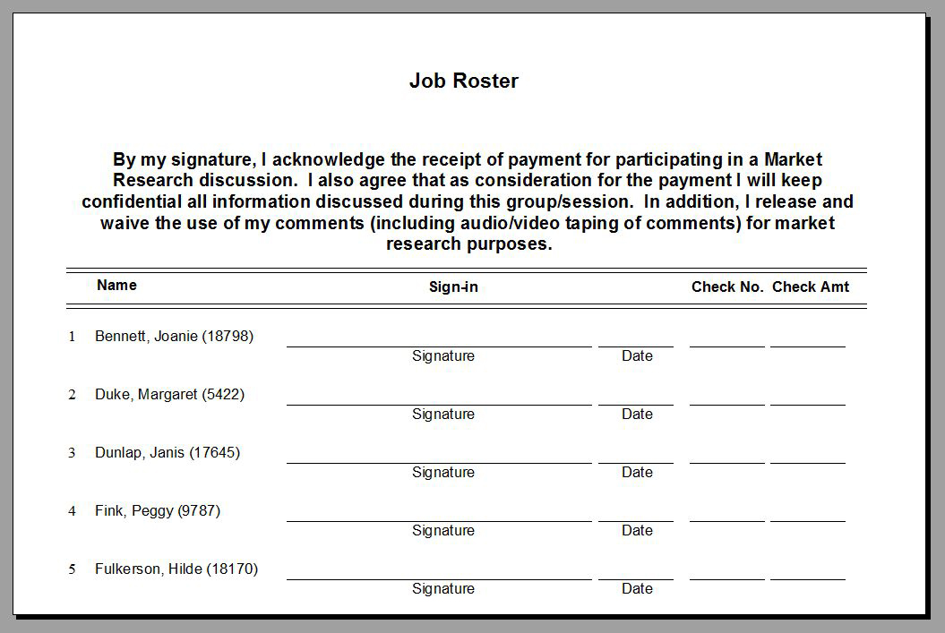 Job Roster